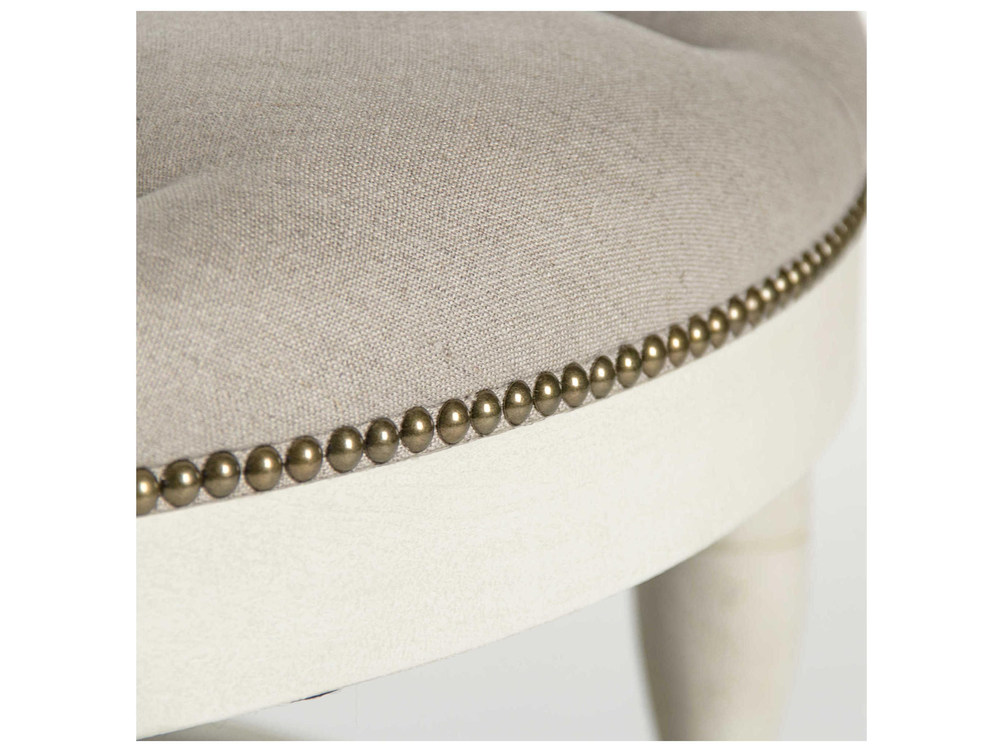 Zentique Distressed Ivory Cream Upholstered Ottoman