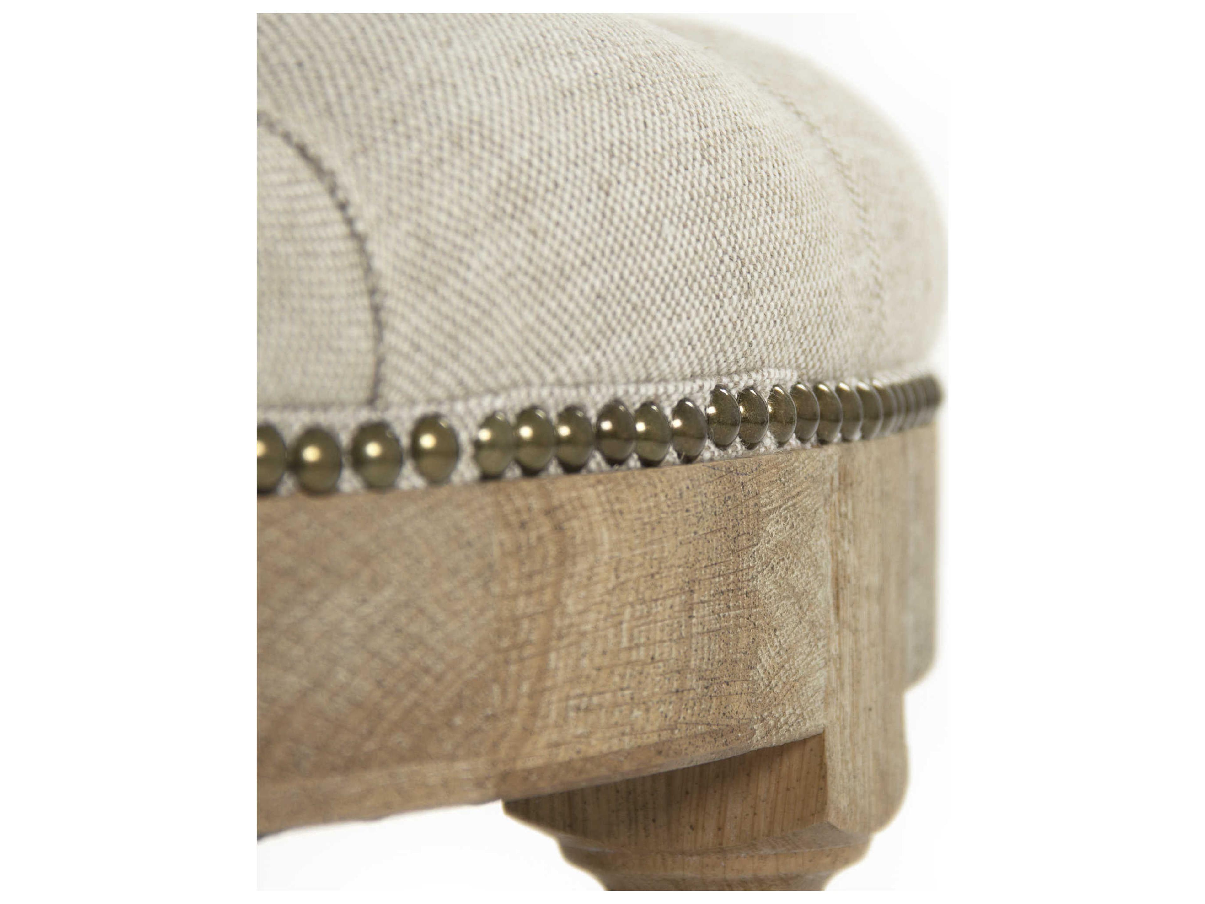 Zentique Limed Grey Oak Cream Upholstered Ottoman