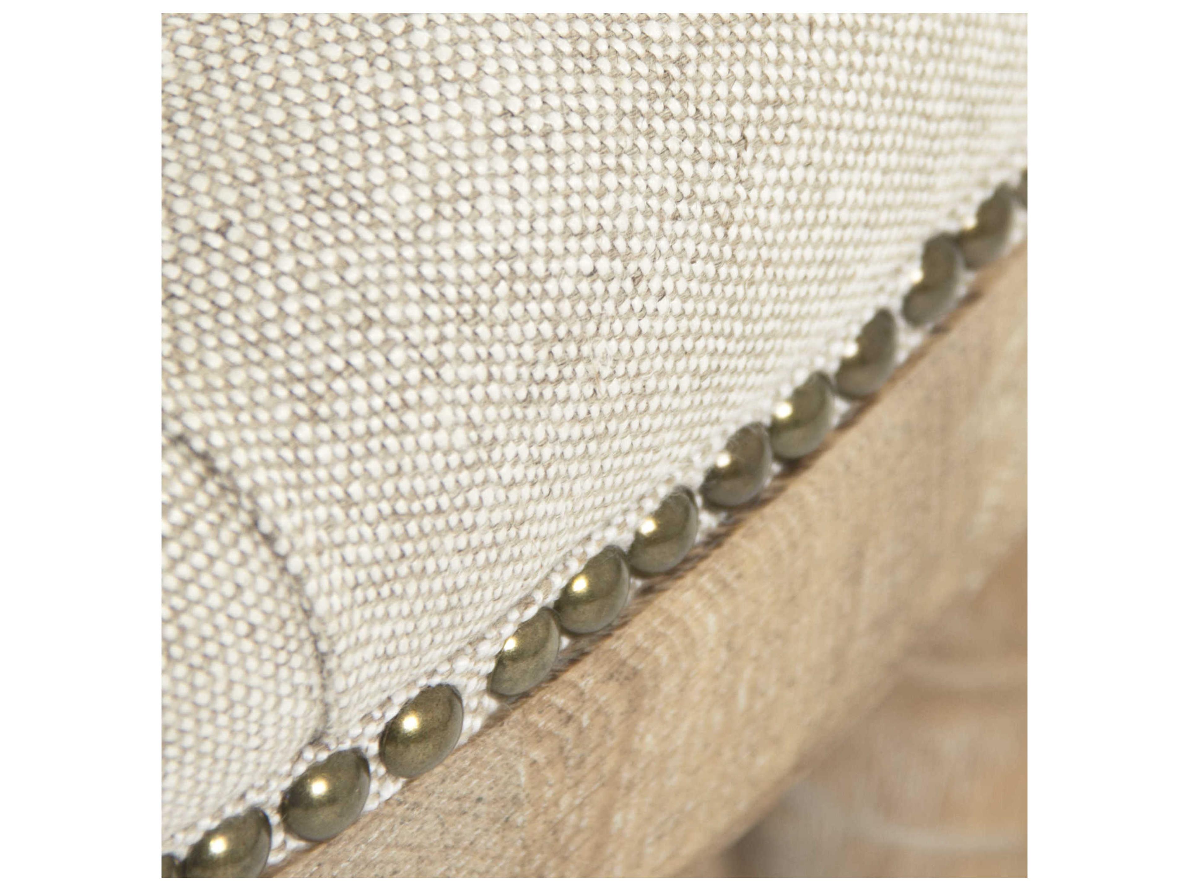 Zentique Limed Grey Oak Cream Upholstered Ottoman