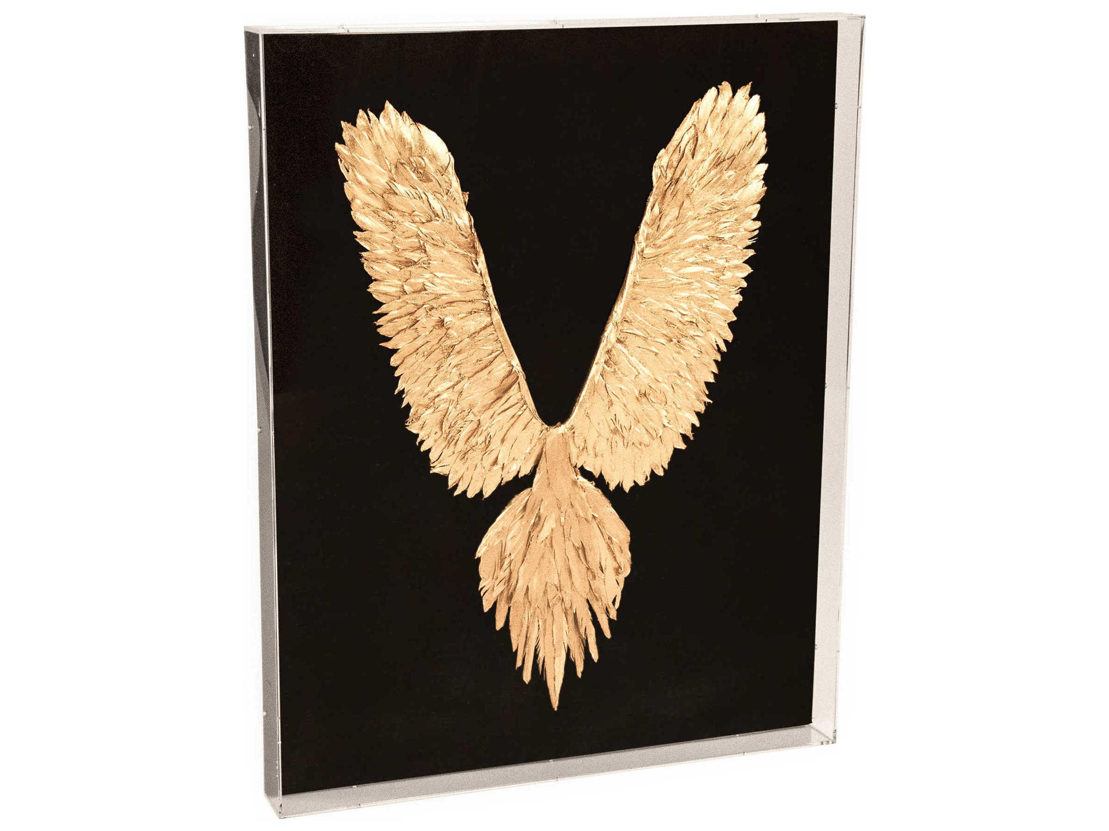 Zentique Abstract Gold Leaf Feather Bird Shadow Box