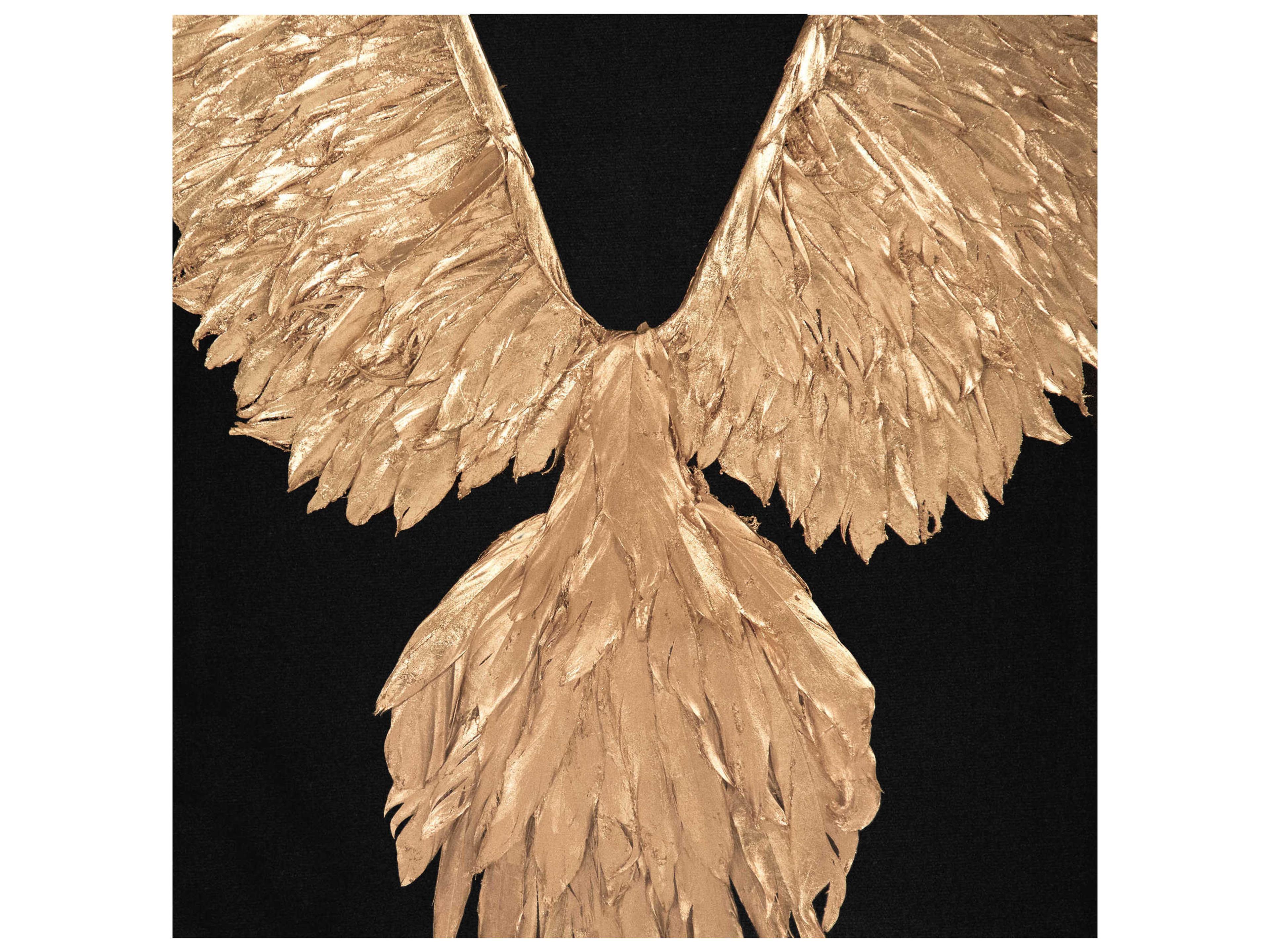 Zentique Abstract Gold Leaf Feather Bird Shadow Box