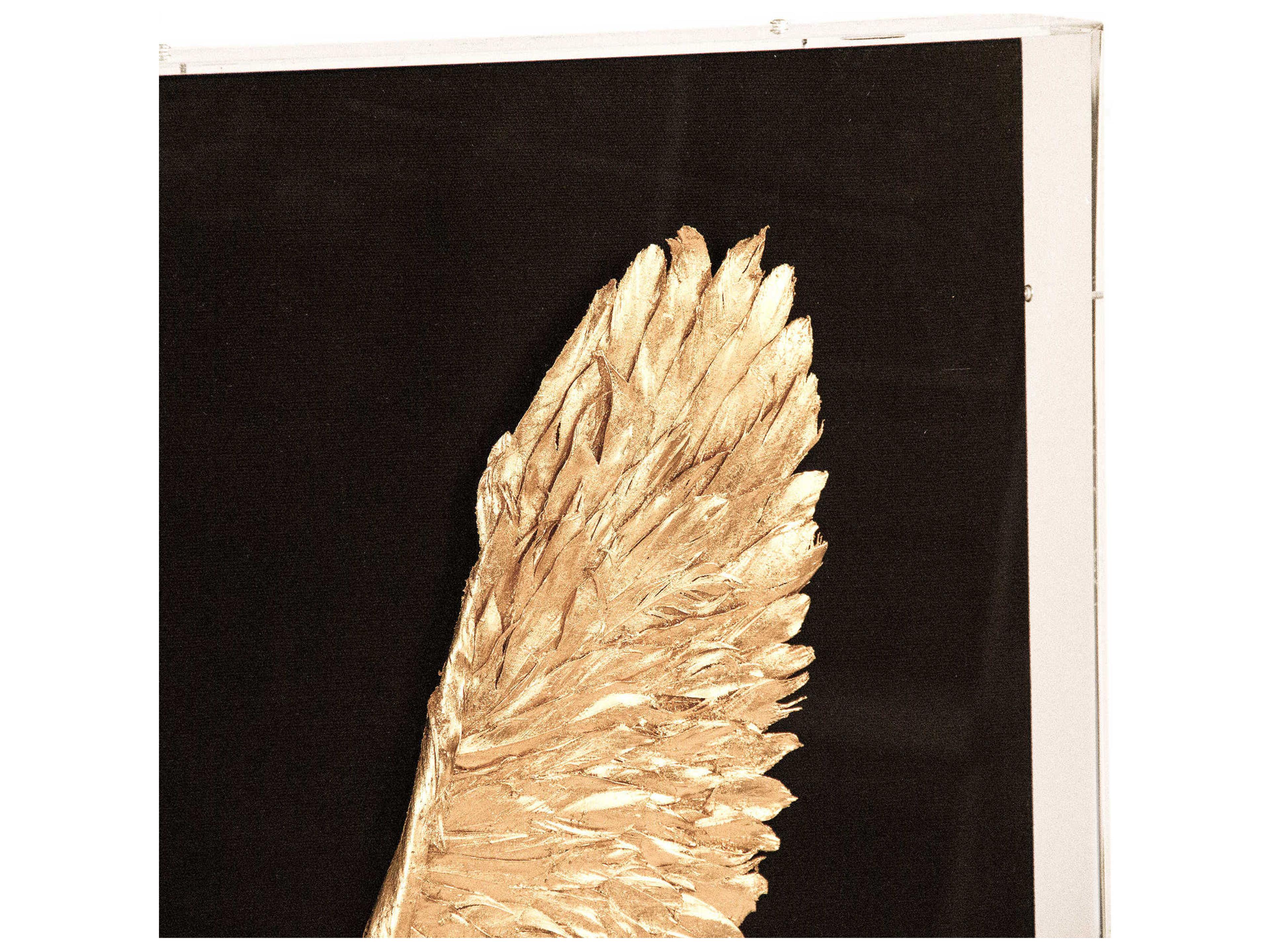 Zentique Abstract Gold Leaf Feather Bird Shadow Box