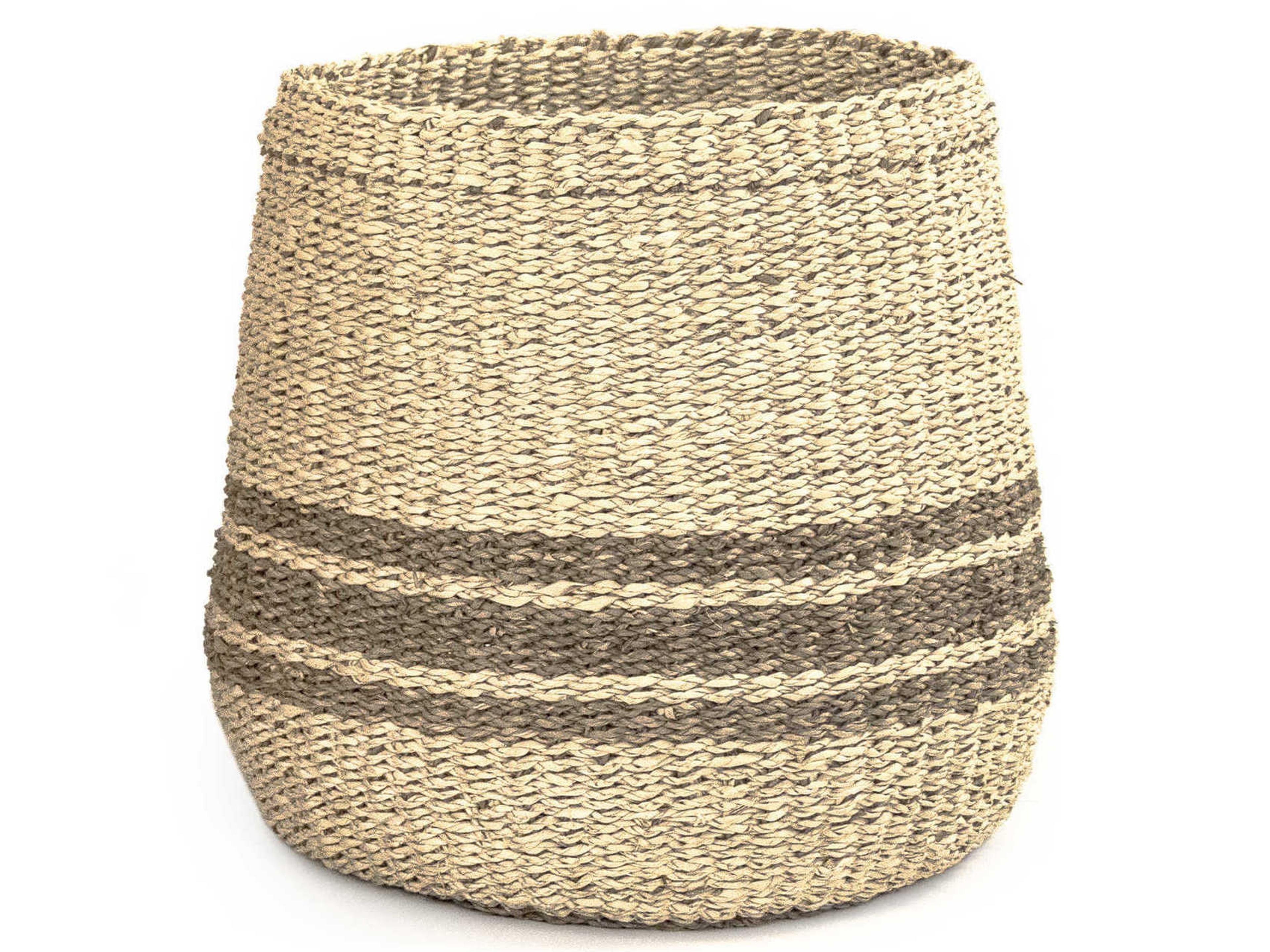 Zentique Beige / Dark Brown 14" Woven Basket