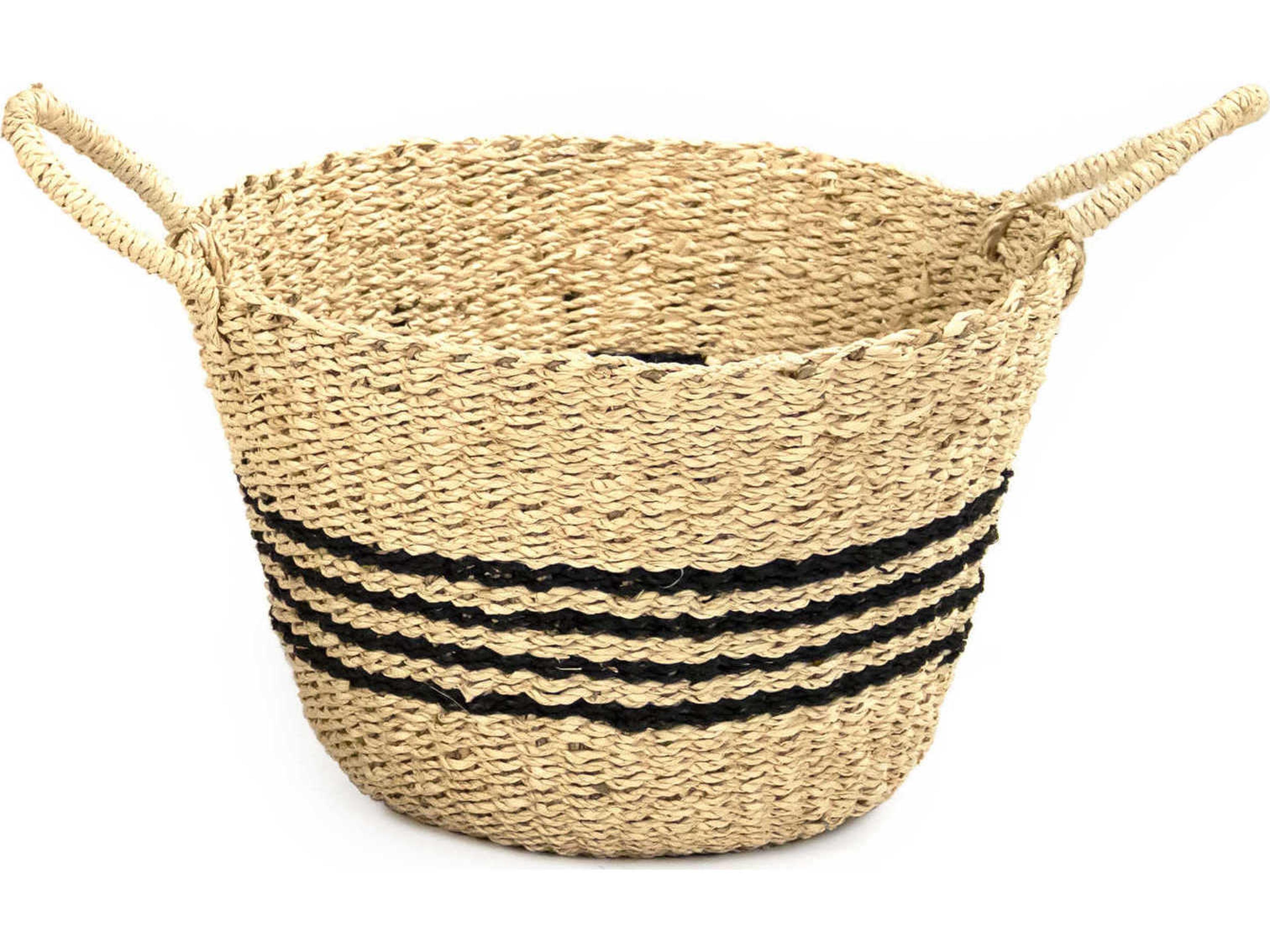 Zentique Beige / Dark Brown 18" Woven Basket