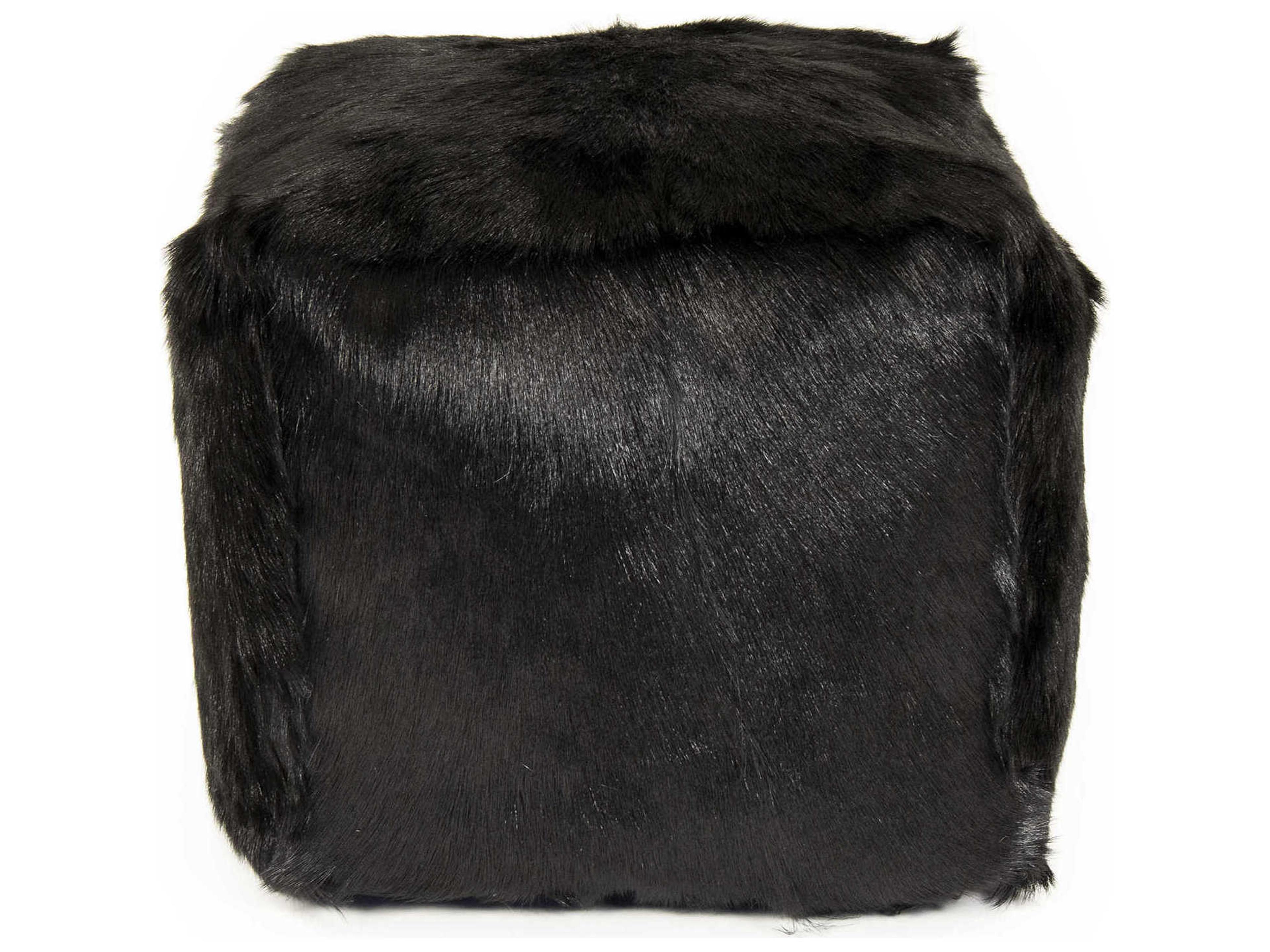 Zentique Black Fur Ottoman
