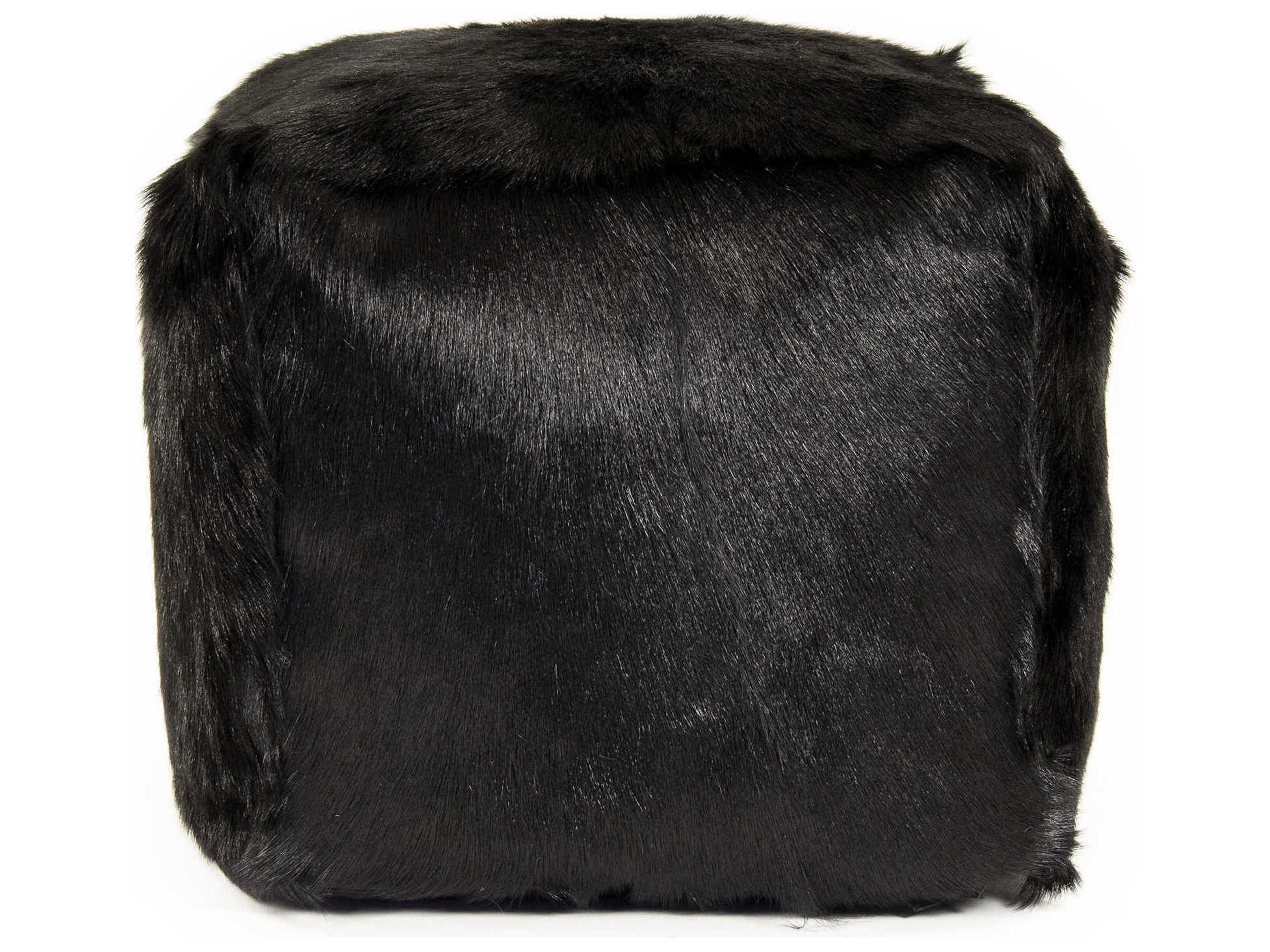 Zentique Black Fur Ottoman