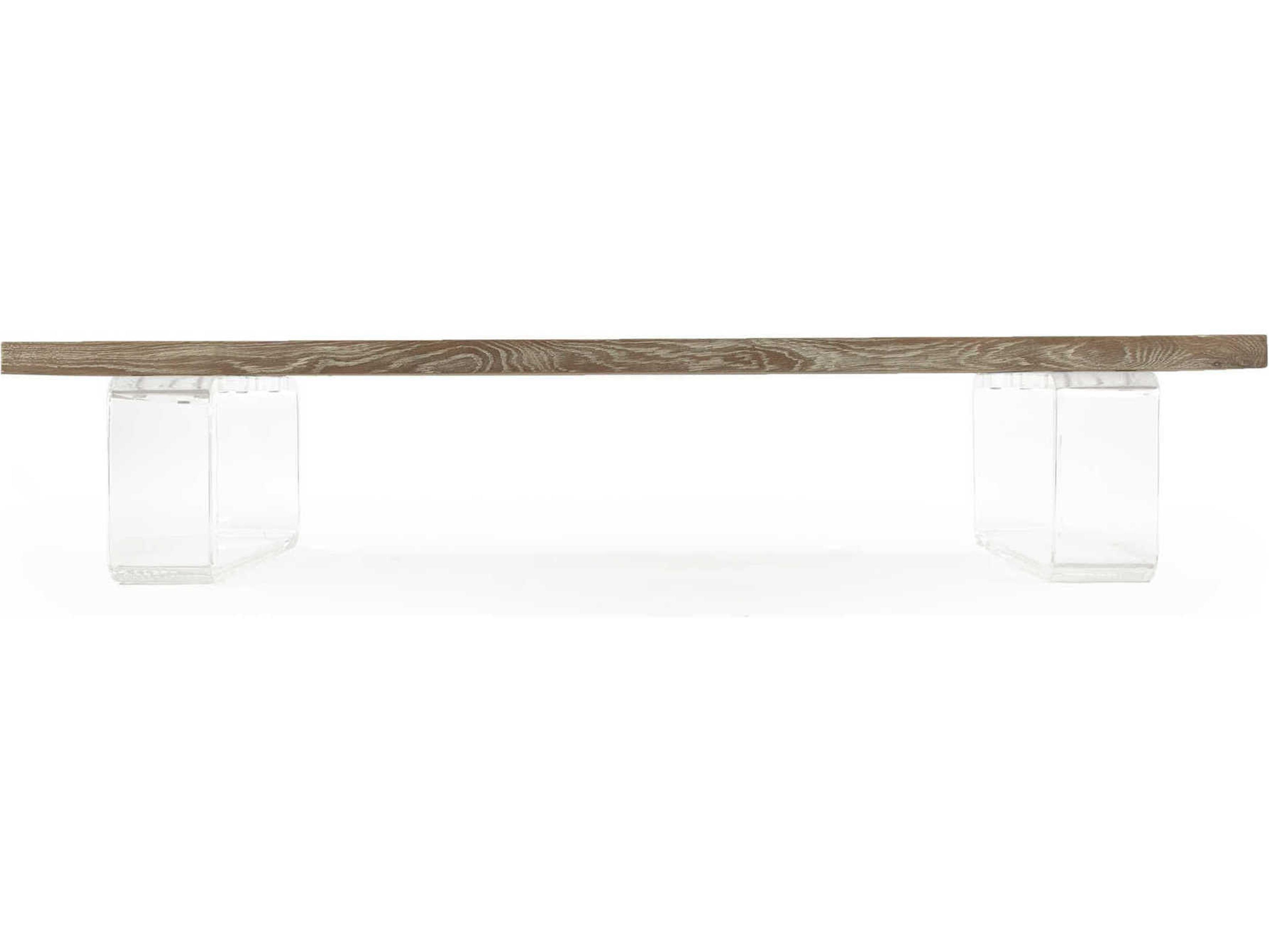 Zentique Acrylic Rectangular Wood Limed Grey Oak Coffee Table