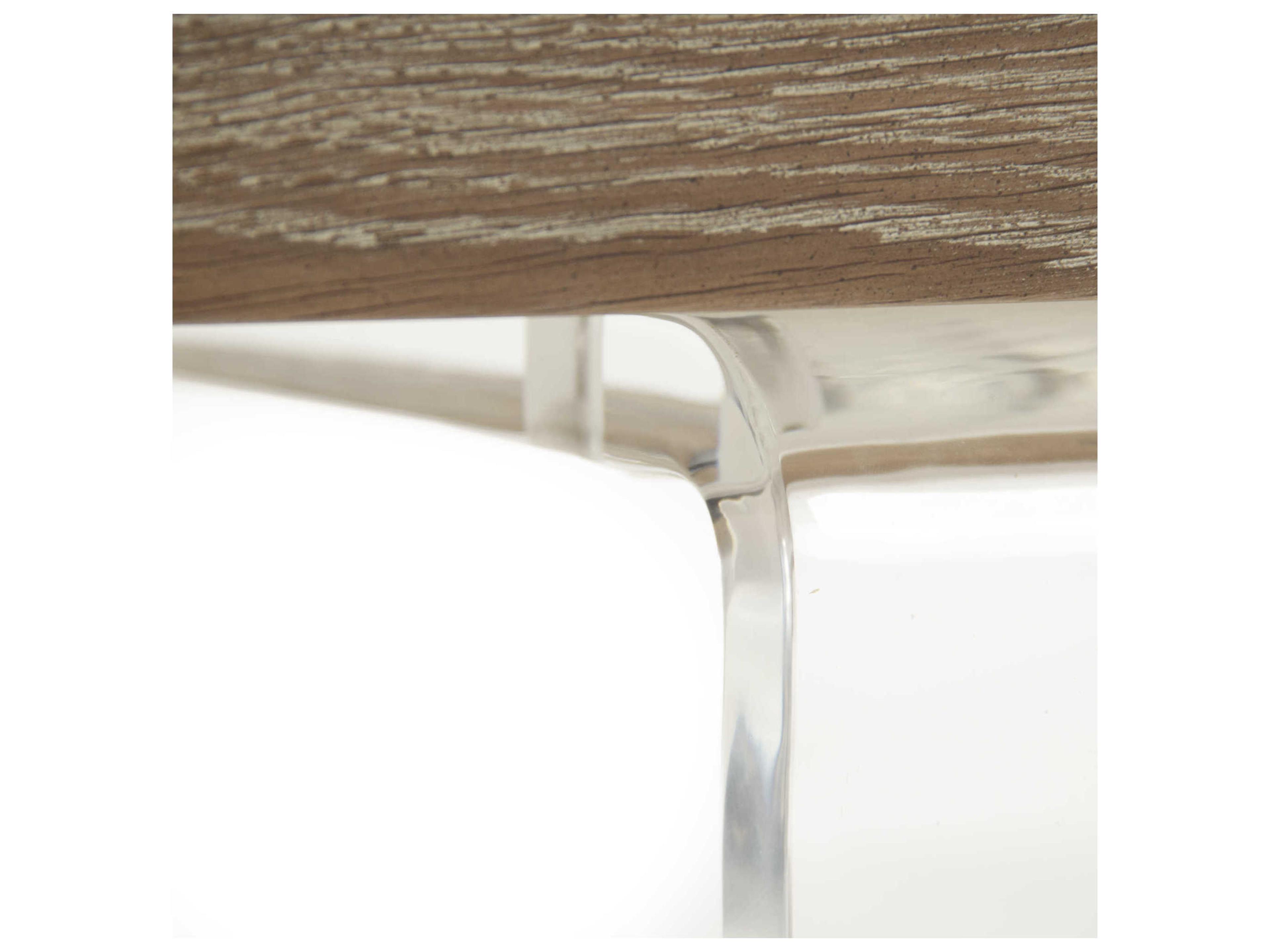 Zentique Acrylic Rectangular Wood Limed Grey Oak Coffee Table