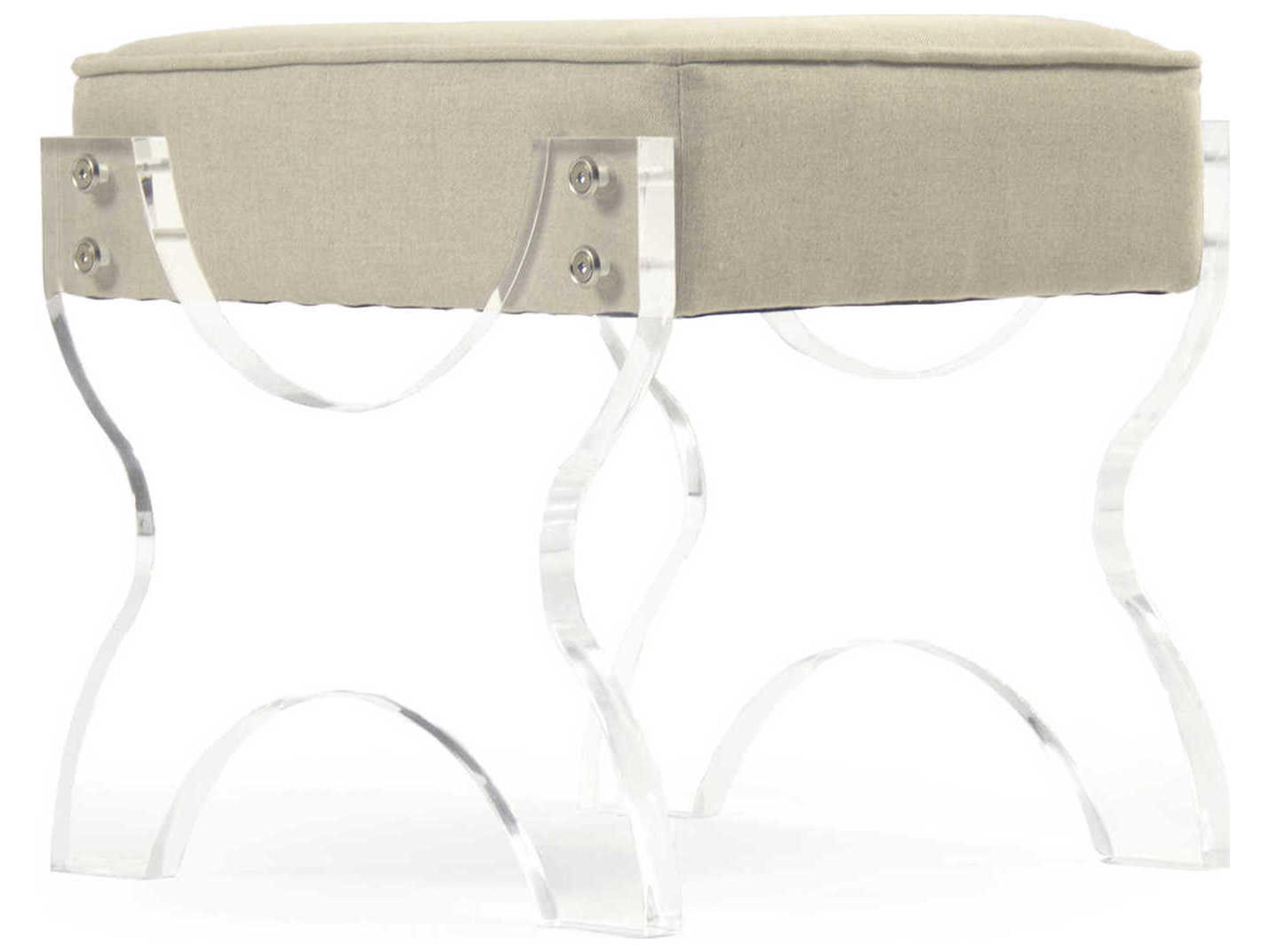 Zentique Melodie Natural Linen Beige Upholstered Accent Stool