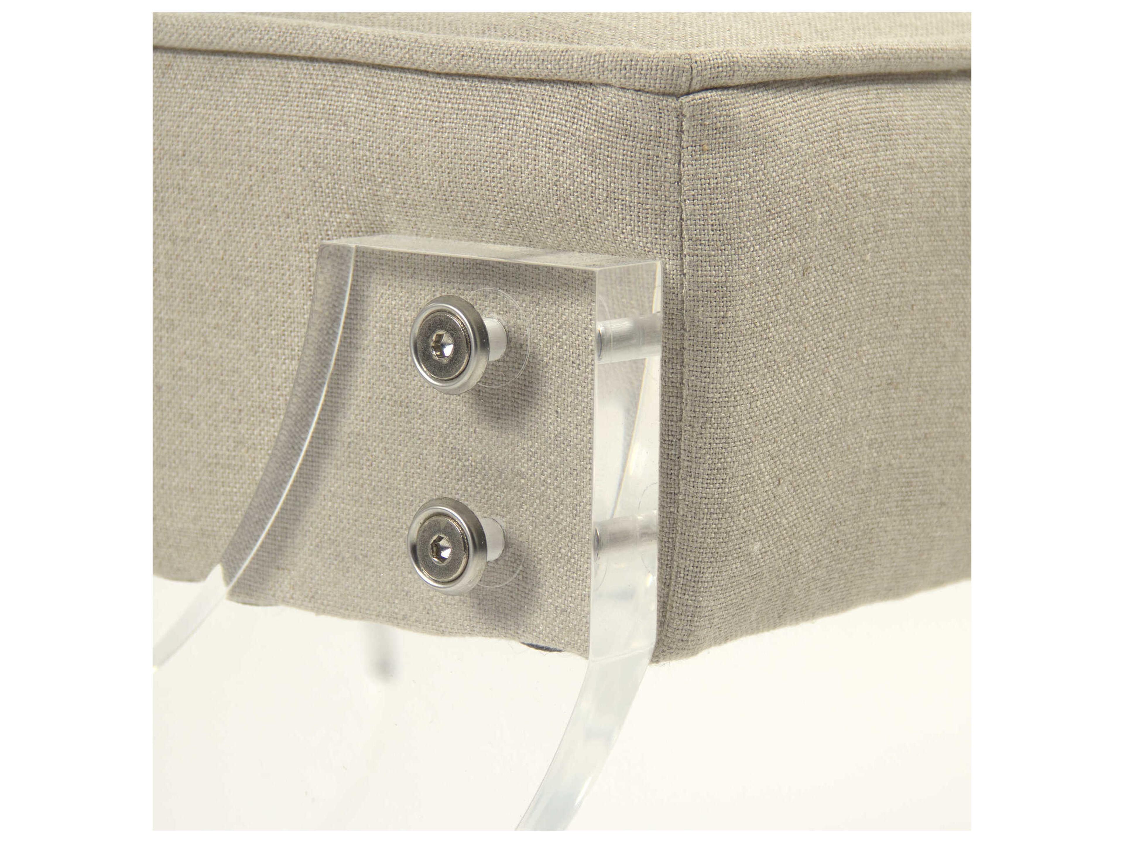 Zentique Melodie Natural Linen Beige Upholstered Accent Stool