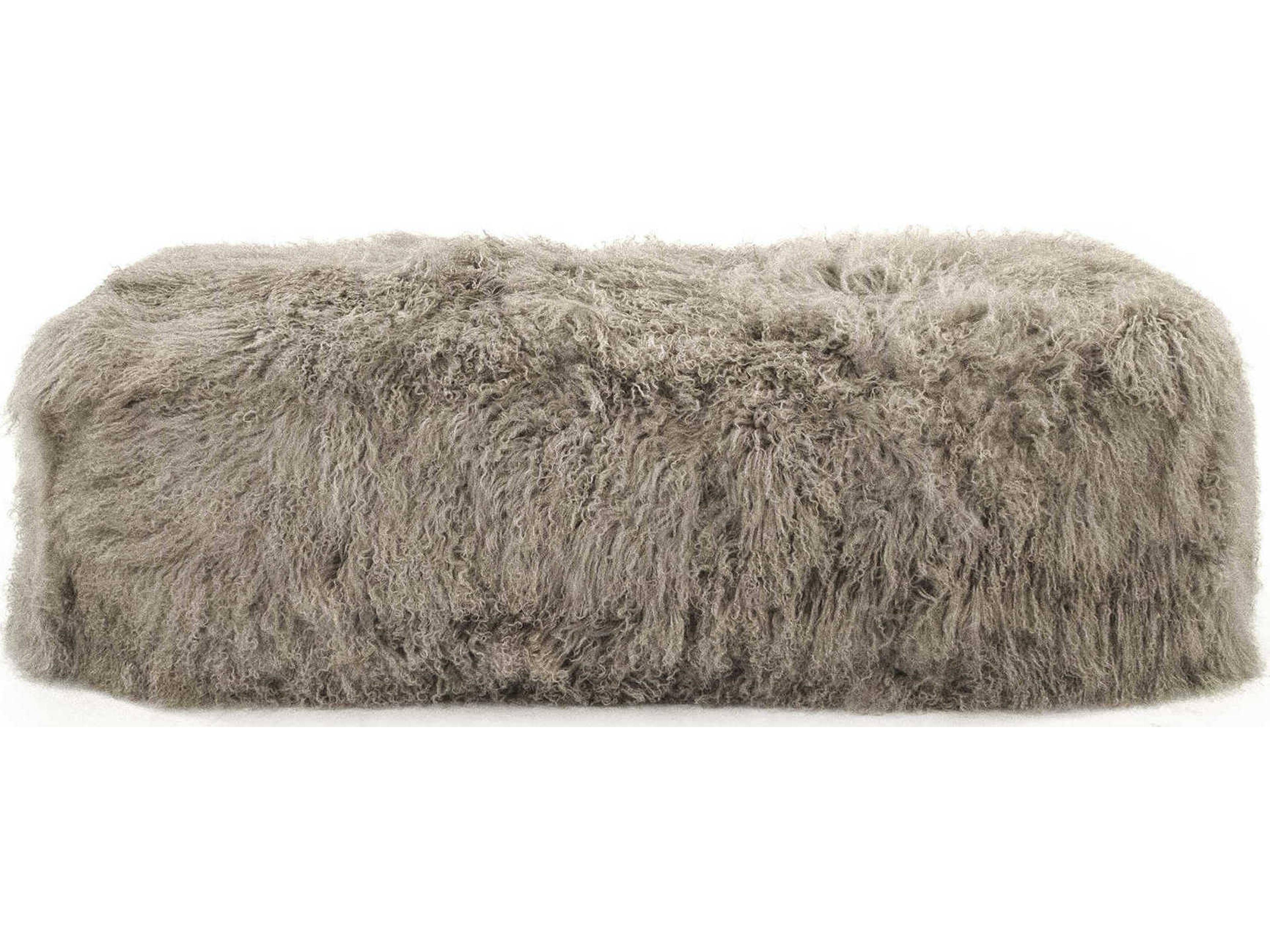 Zentique Tibetan Gray Fur Accent Bench