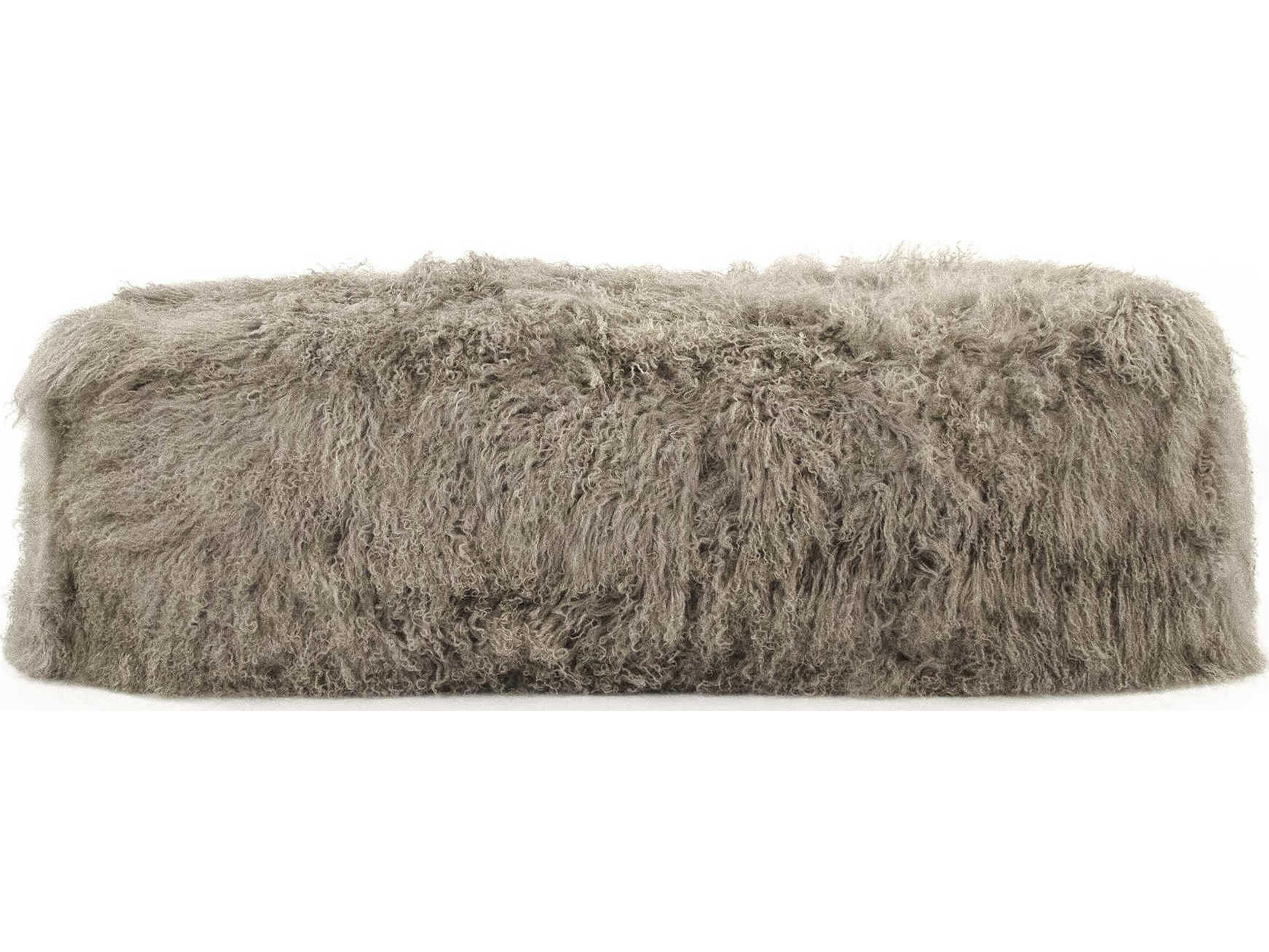 Zentique Tibetan Gray Fur Accent Bench