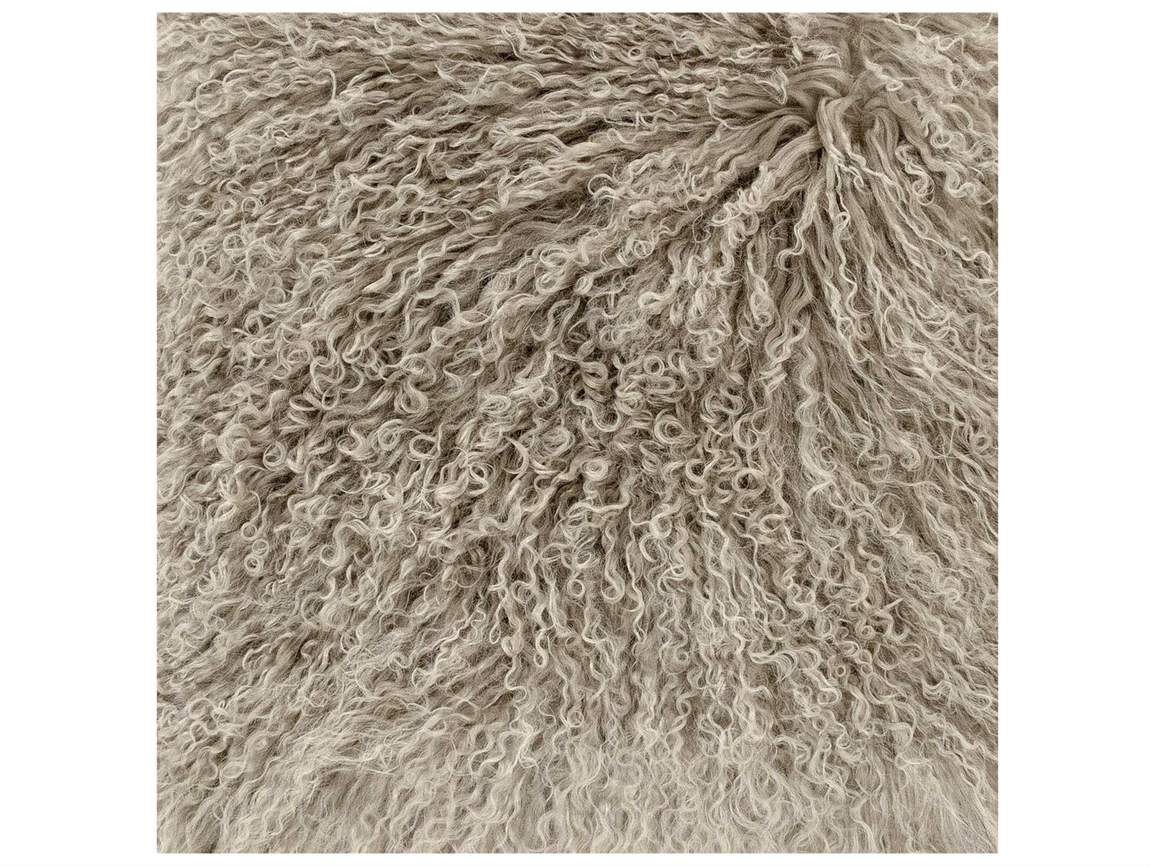 Zentique Tibetan Light Grey 20" x 20" Lamb Fur Pillow