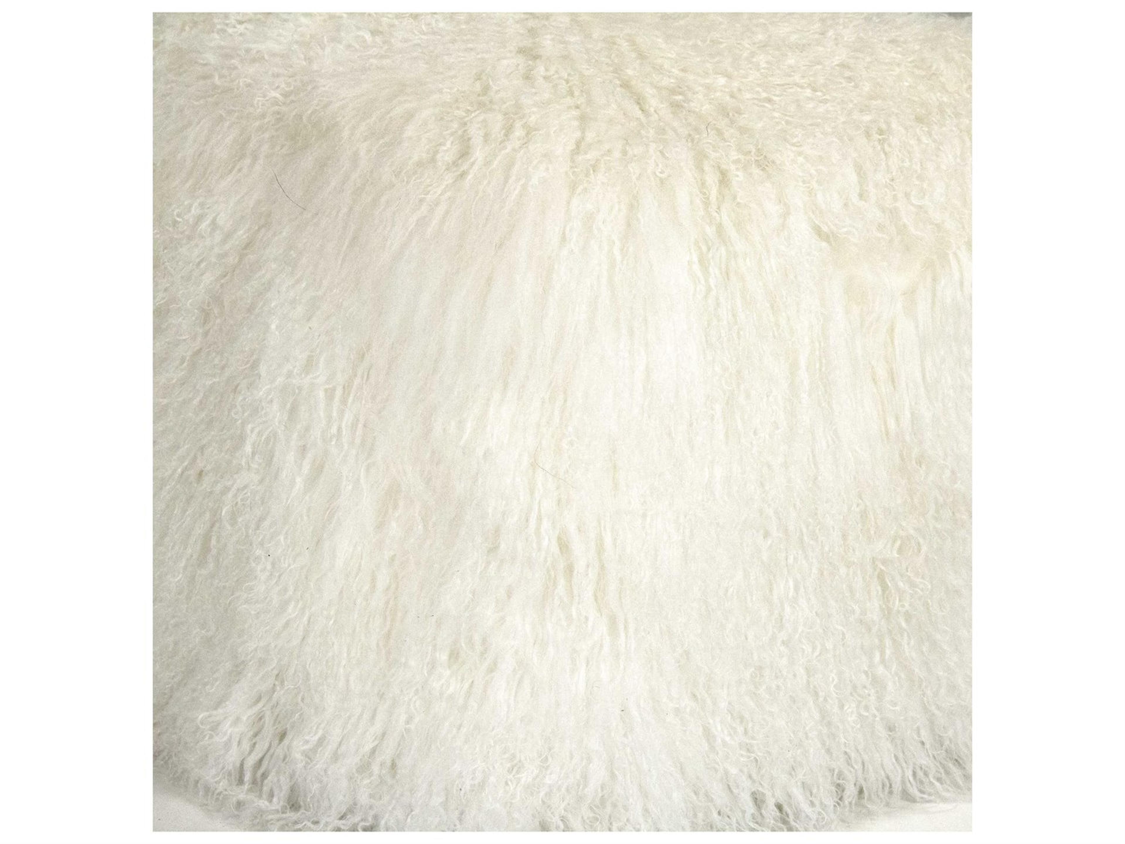Zentique Tibetan White Lamb Fur Pouf