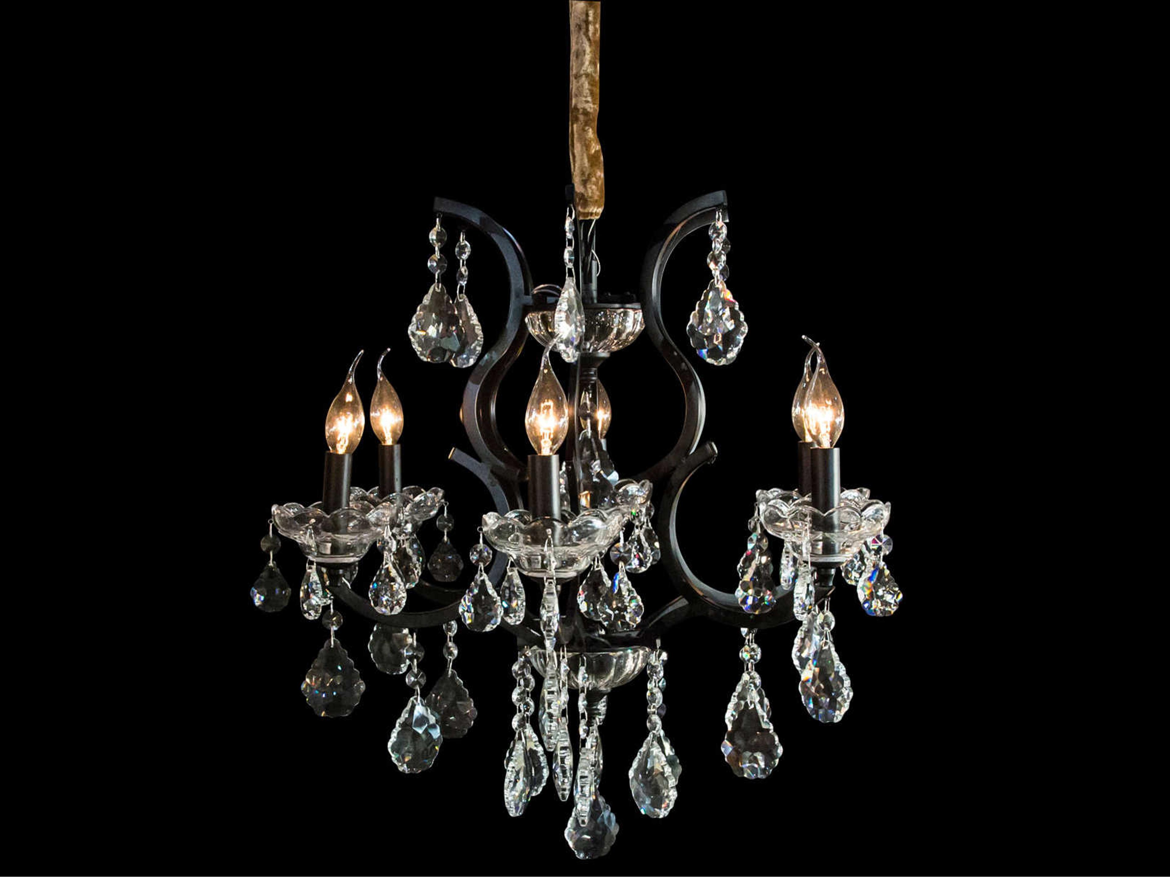 Beauport 6-Light Black Clear Crystal Glass Candelabra Chandelier