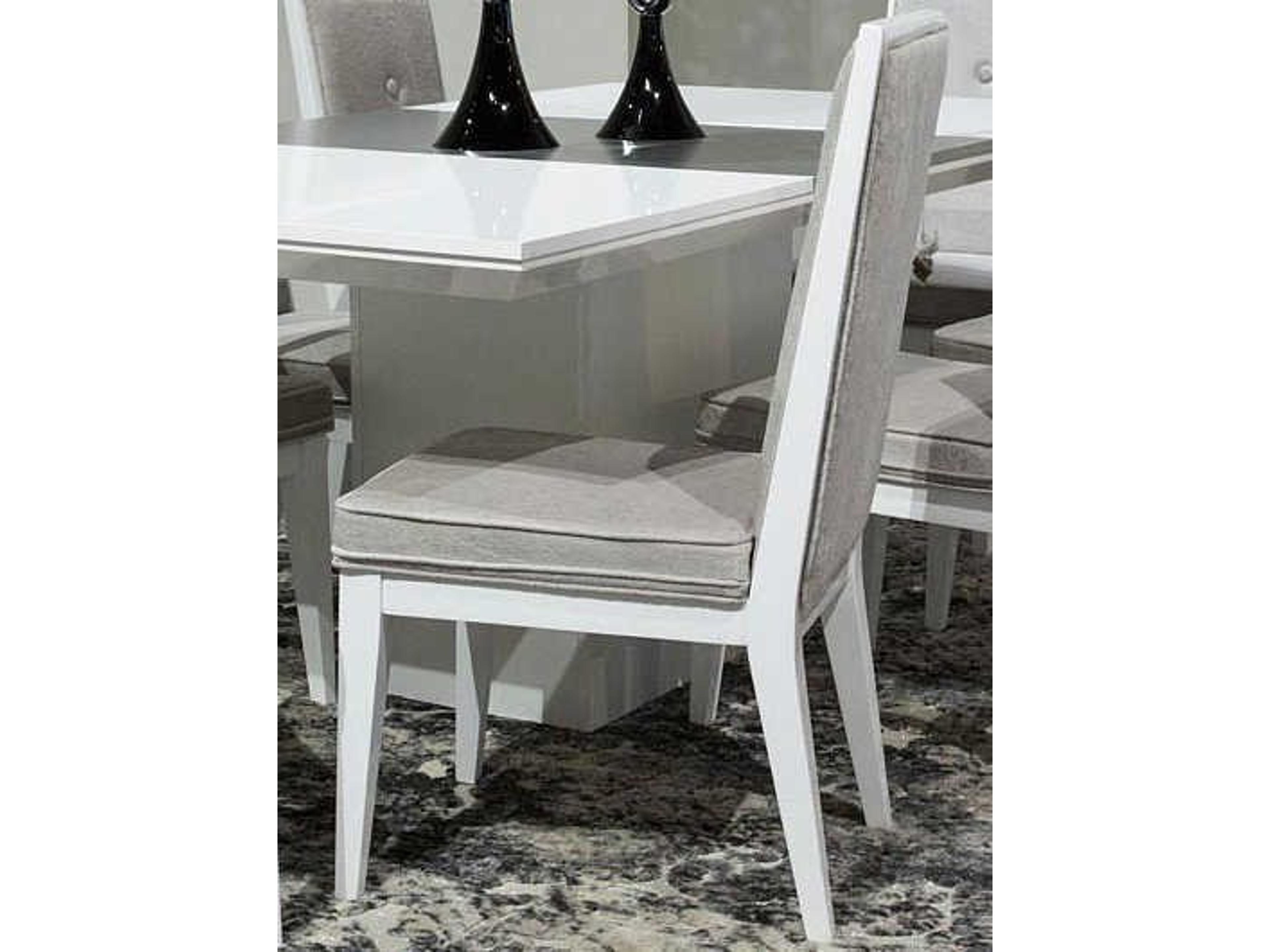 Michael Amini Horizons Leather Hardwood White Upholstered Side Dining Chair