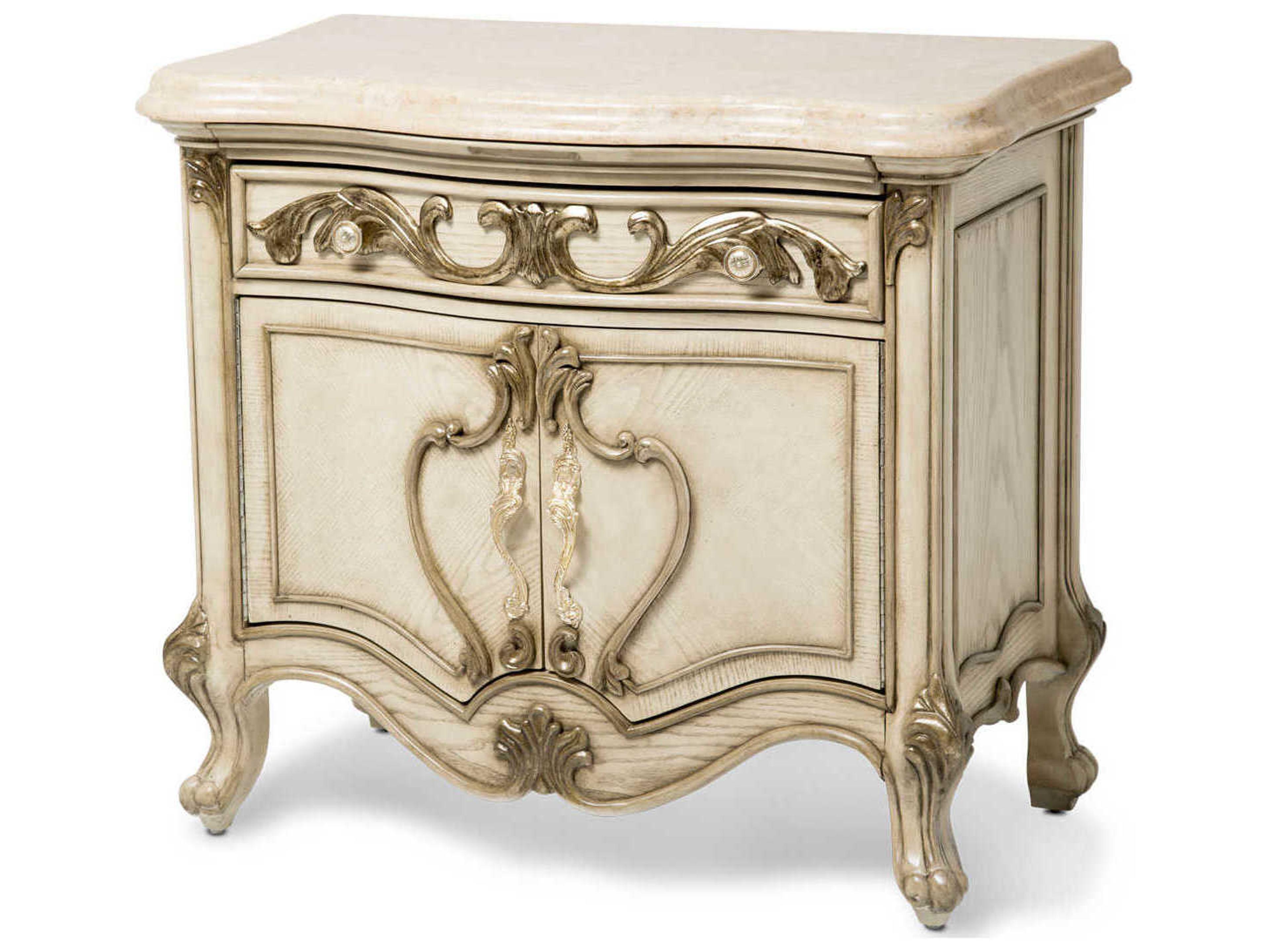 Platine De Royale 1-Drawer Beige Nightstand