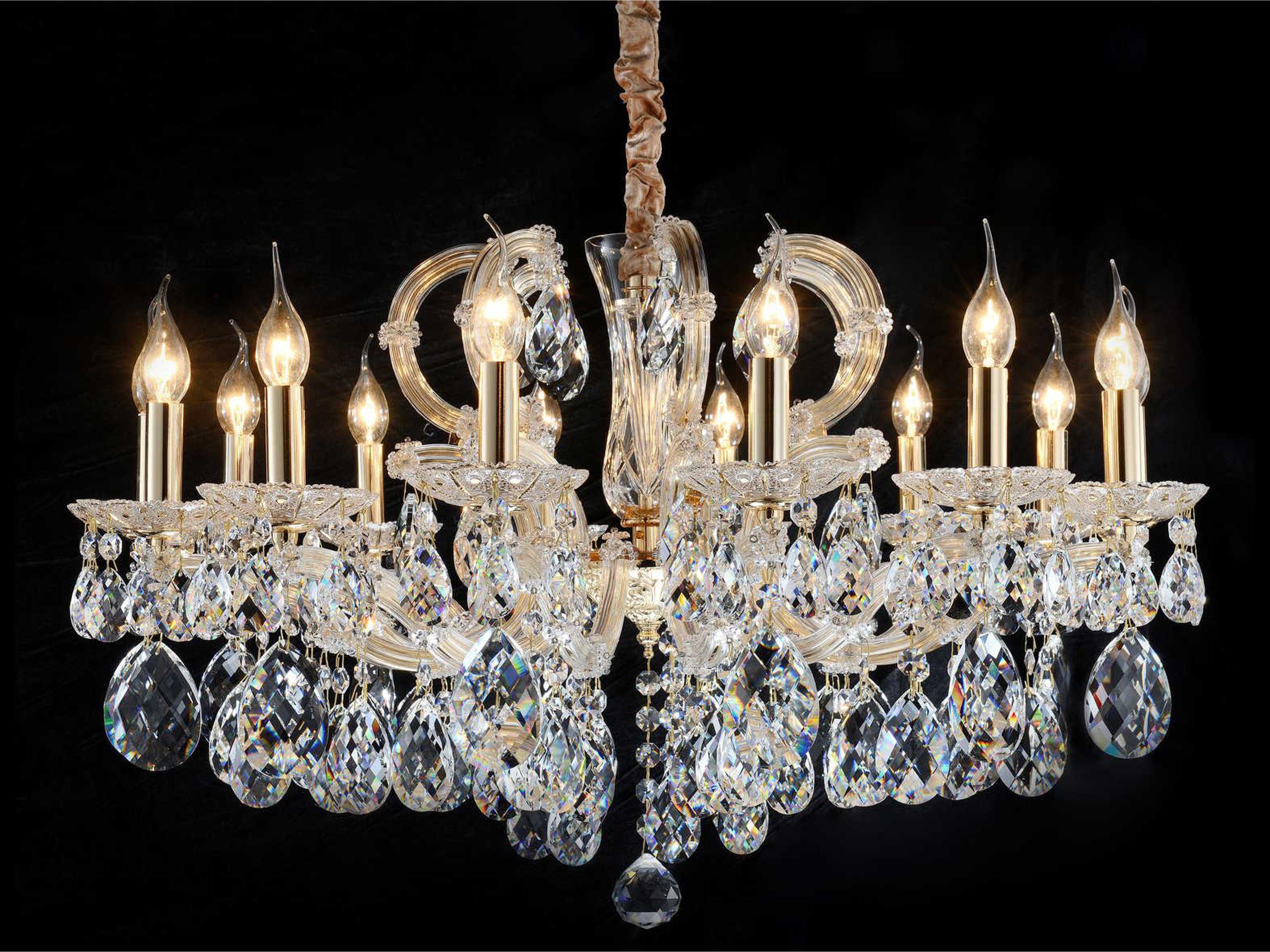 Portola 14-Light Clear Gold Crystal Glass Candelabra Chandelier
