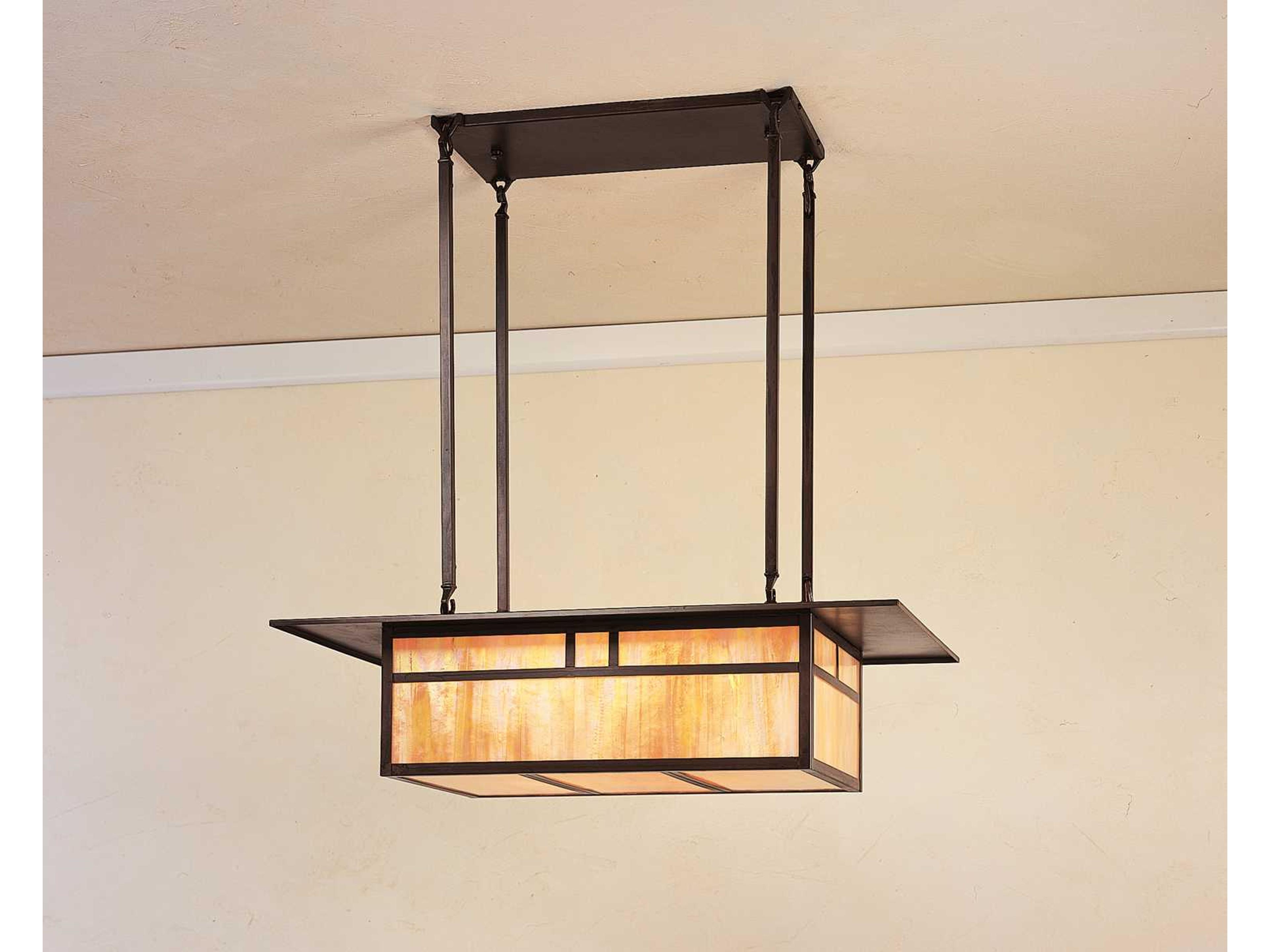 Huntington 4-Light Bronze Glass Island Pendant