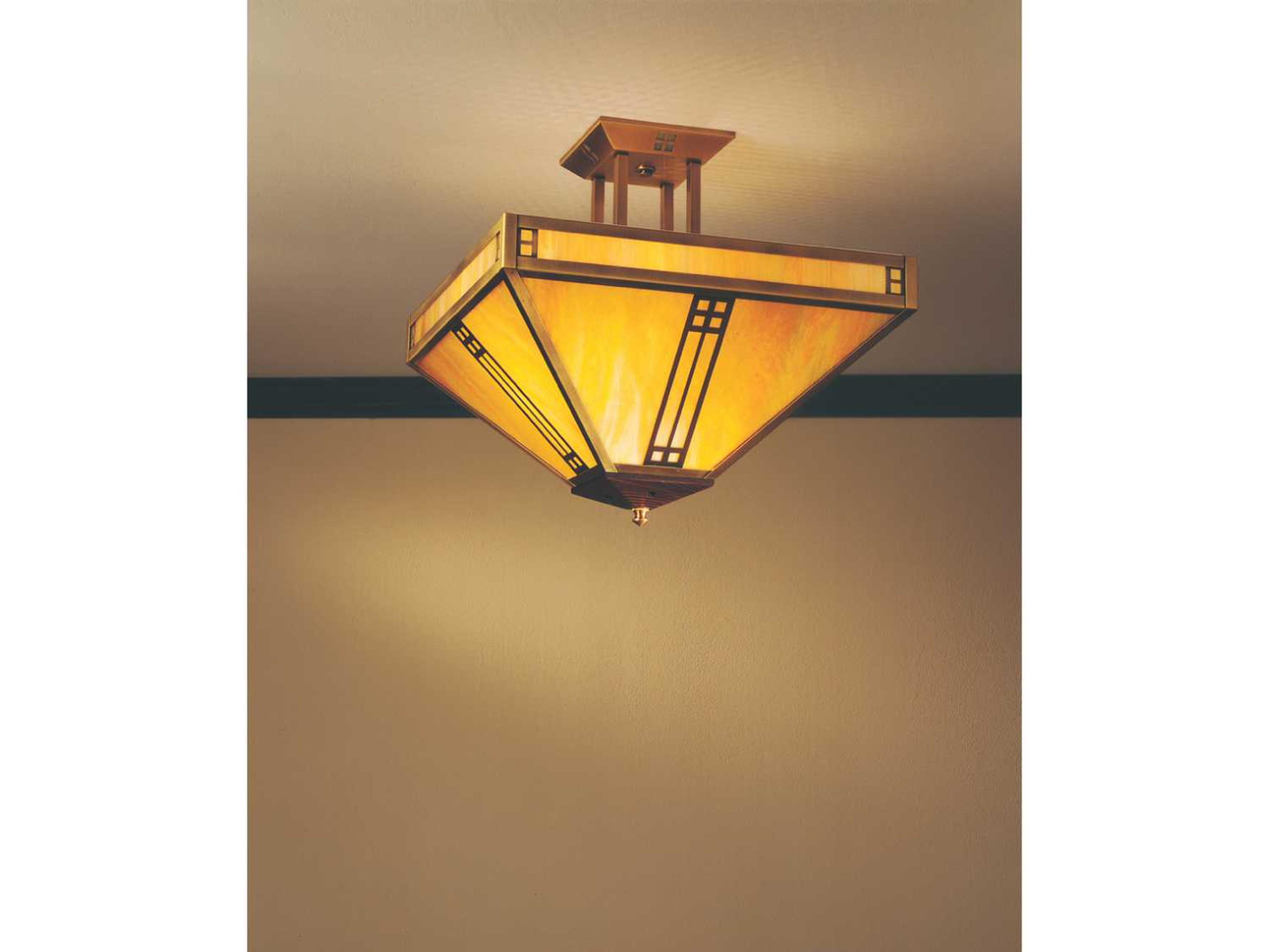 Prairie 4-Light Brass Glass Semi Flush Mount