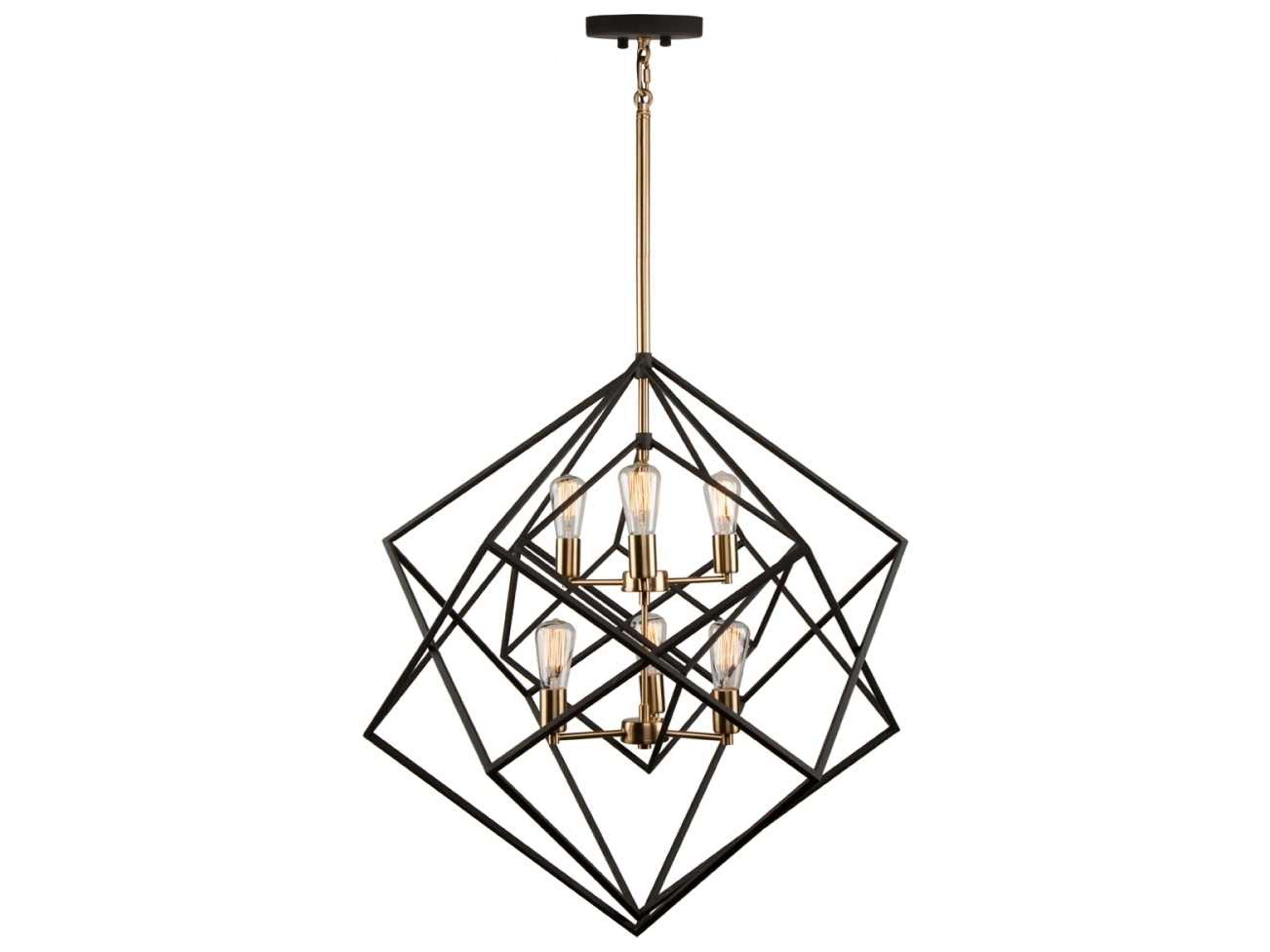 Artistry 6-Light Geometric Chandelier Matte Black and Satin Brass