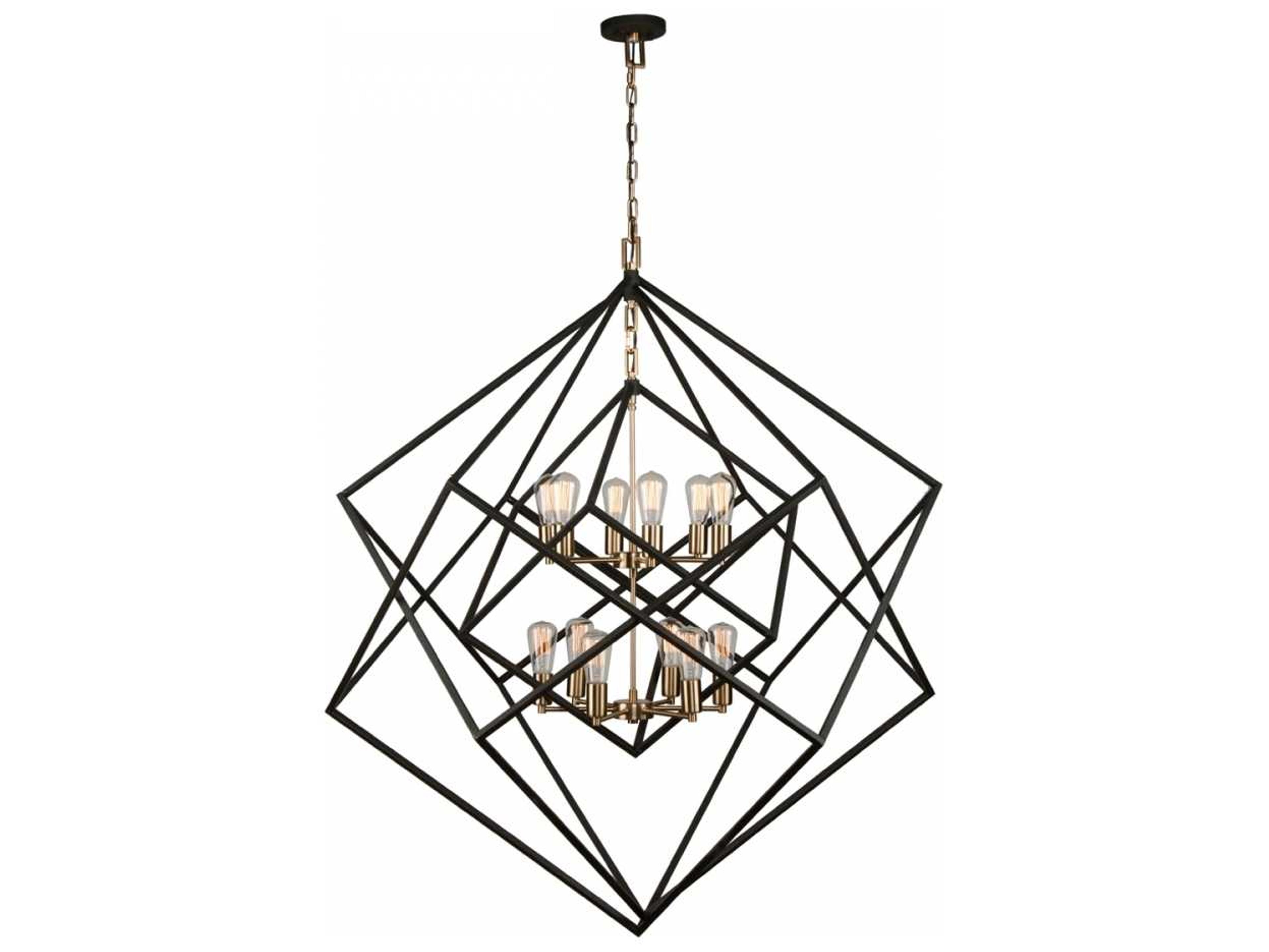 12-Light Chandelier Artistry Matte Black Harvest Brass Geometric