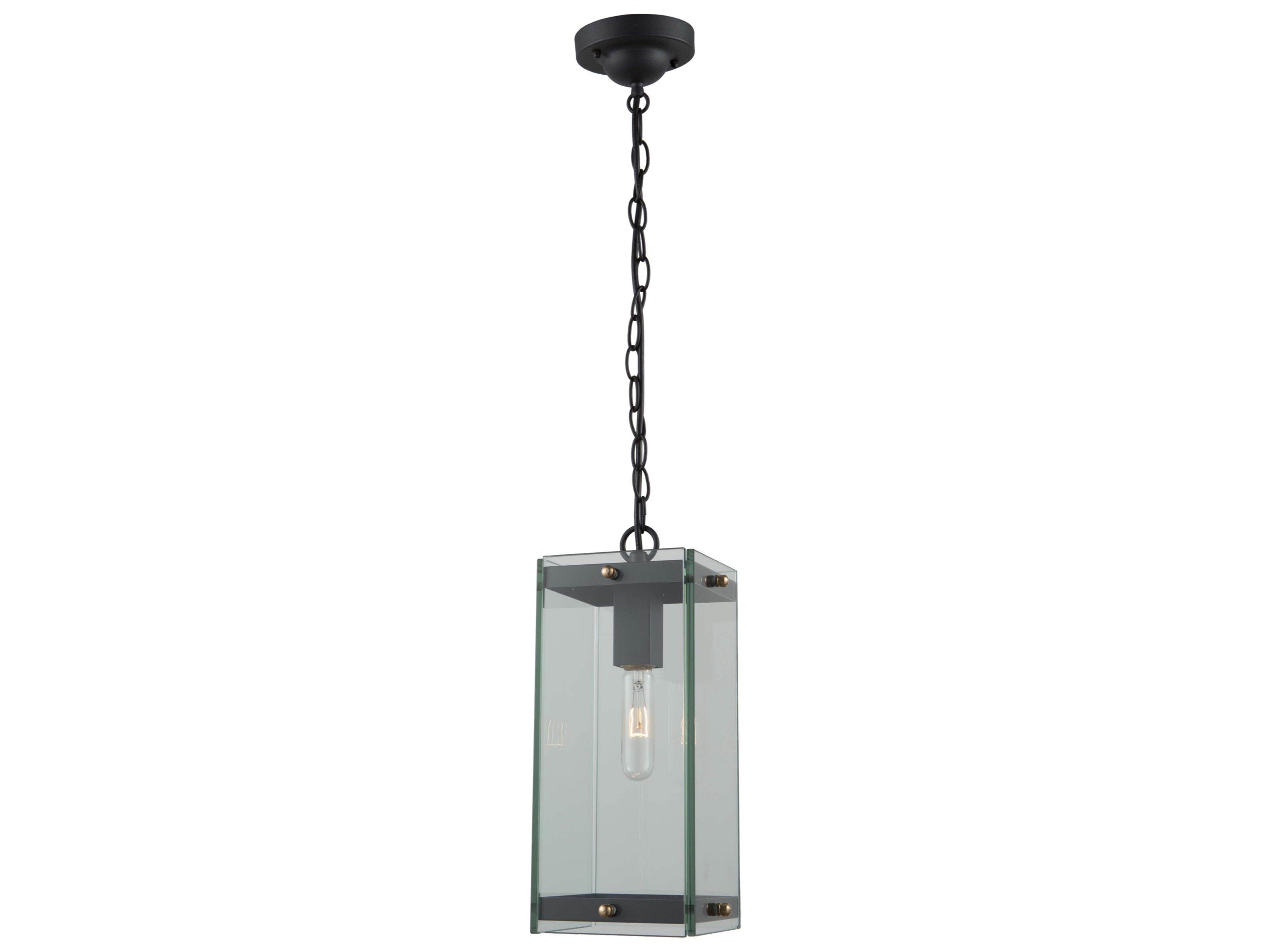 Bradgate Outdoor Pendant Light in Matte Black and Harvest Brass