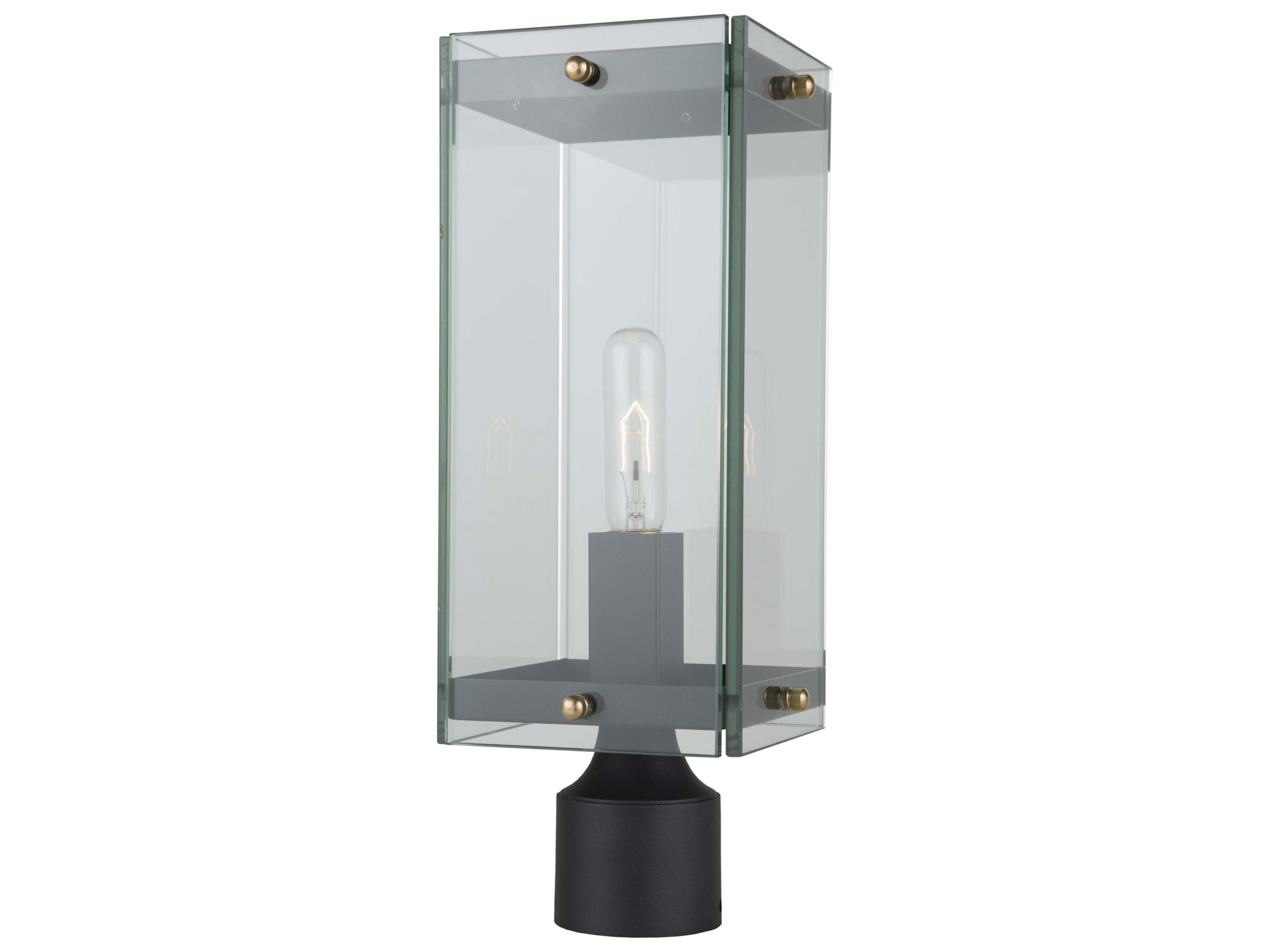 Bradgate Outdoor Post Light Matte Black and Harvest Brass