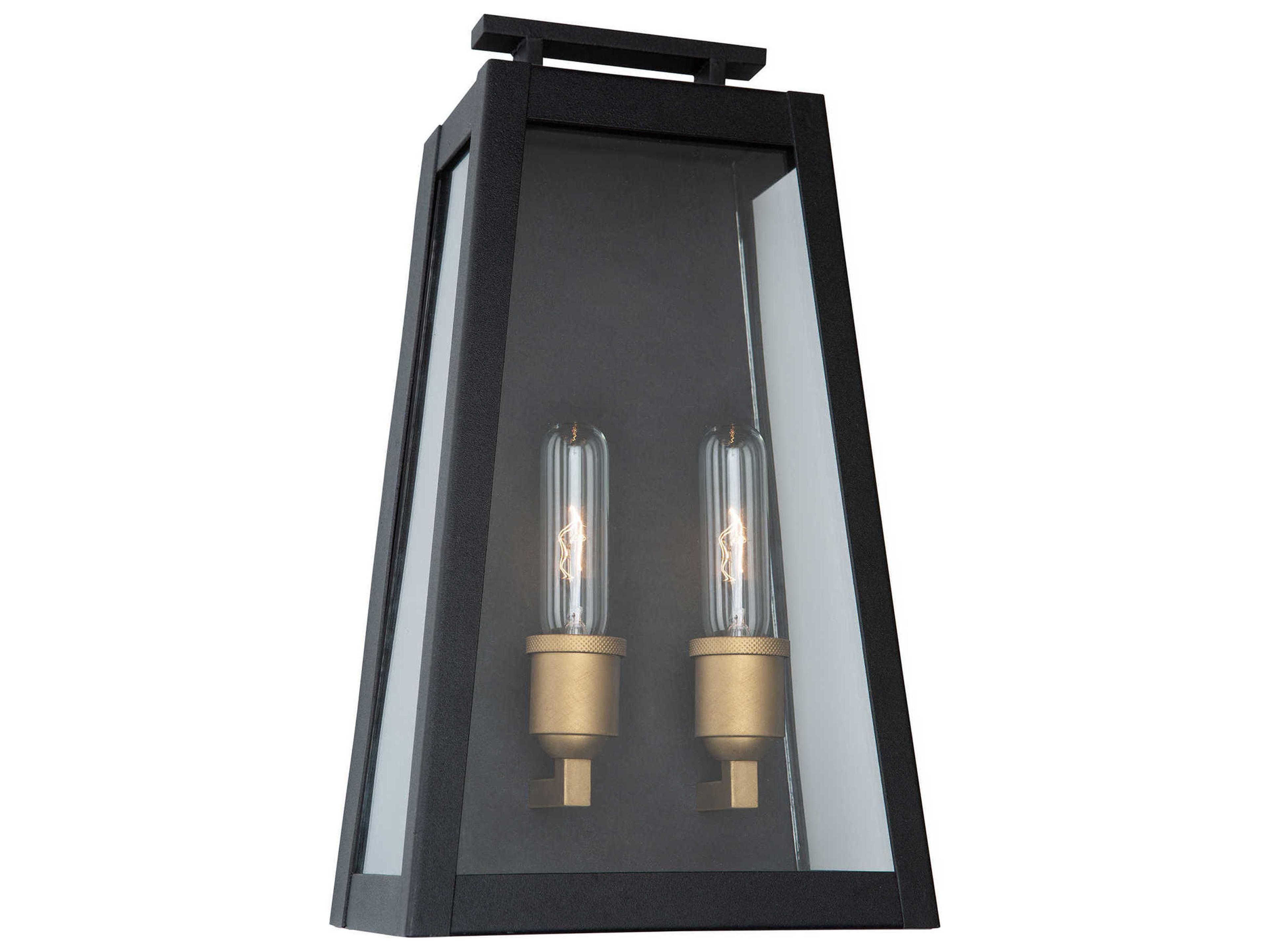 Charleston Outdoor Wall Light in Black and Vintage Gold