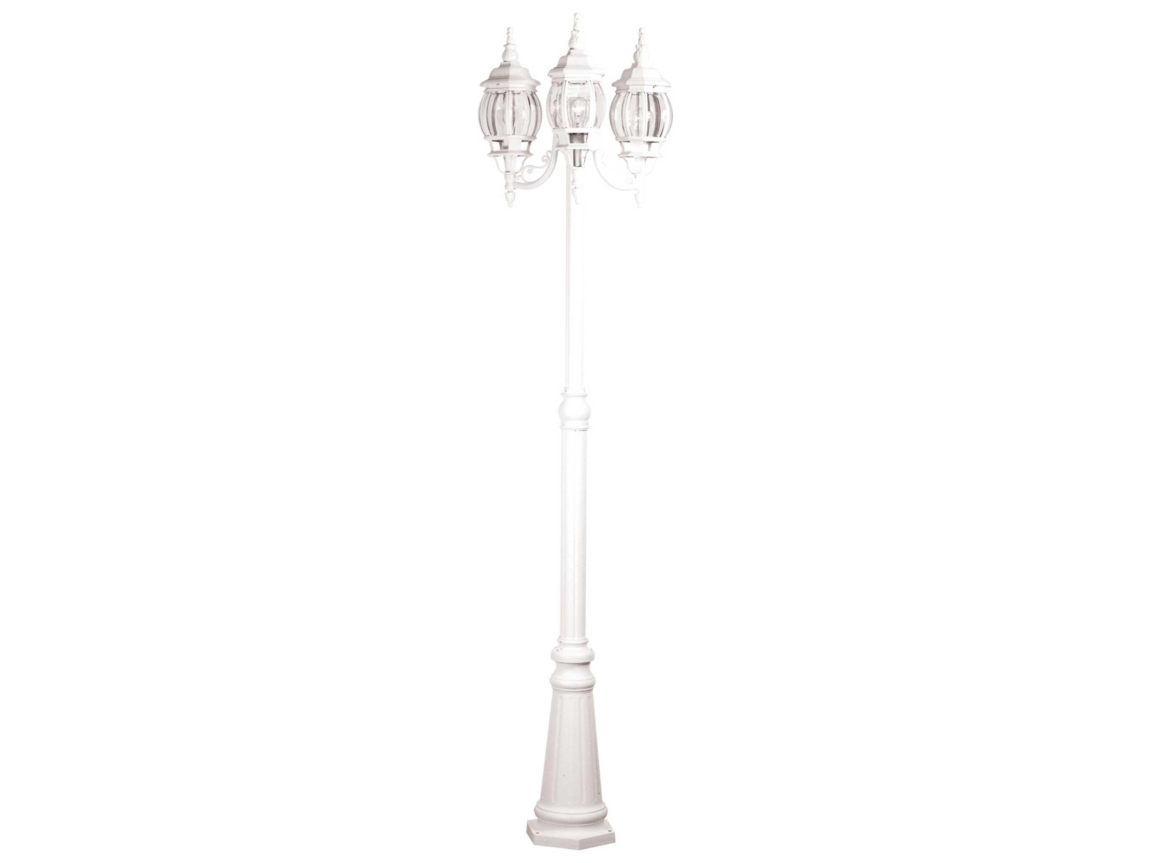 3 Light Outdoor Post Light Classico White Cast Aluminum