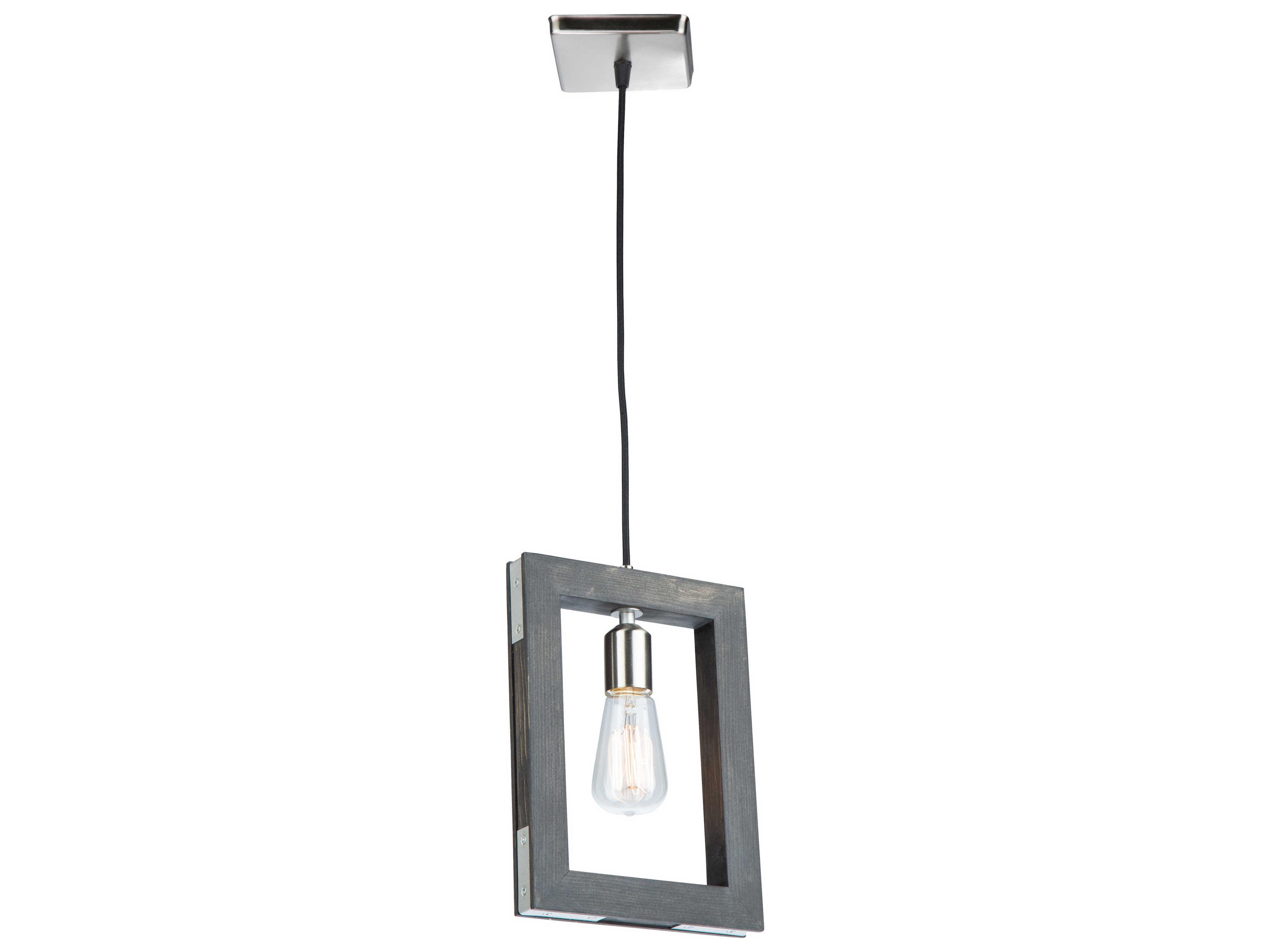 Gatehouse Single Light Pendant in Dark Pine and Brushed Nickel