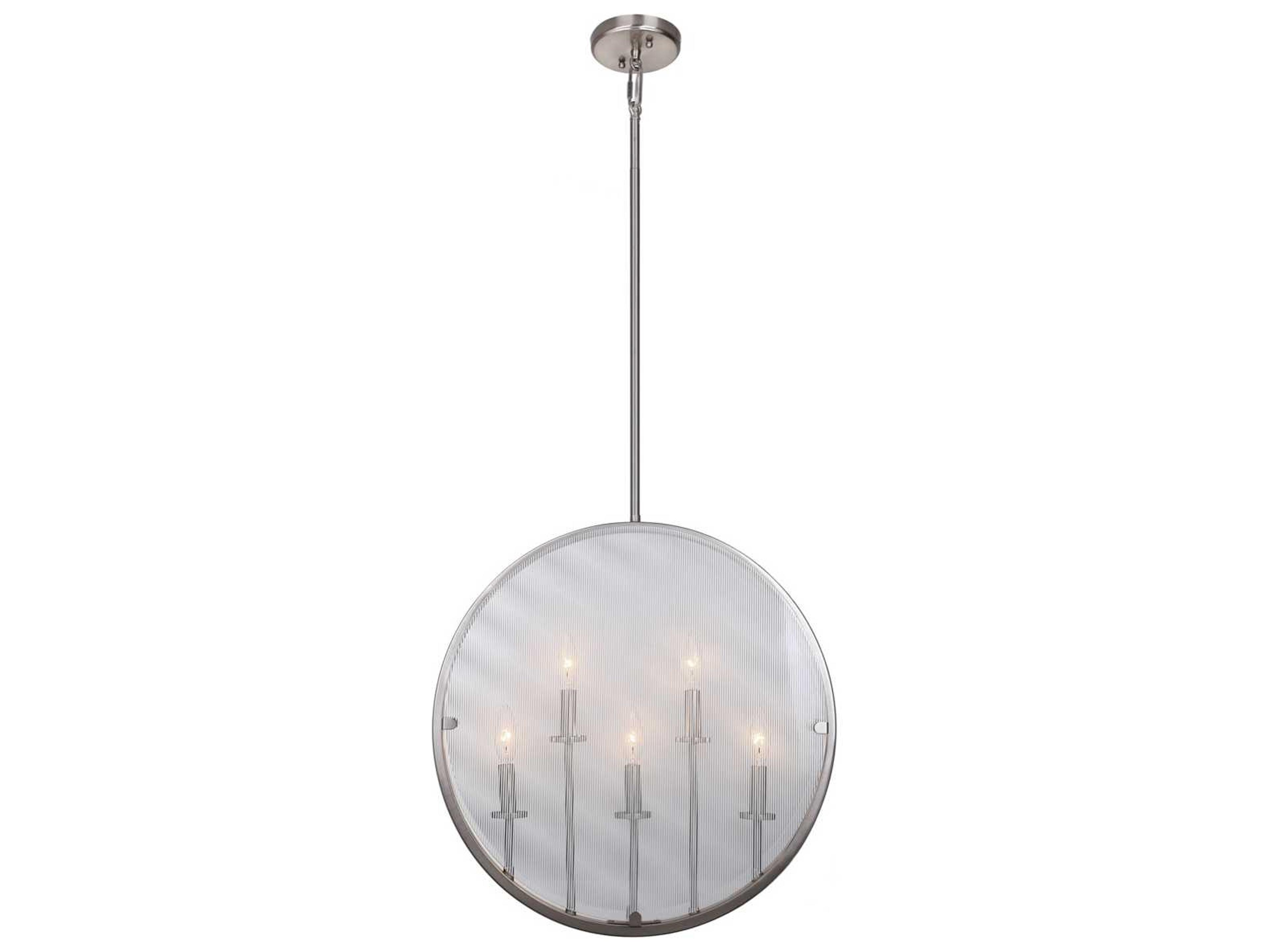Artcraft Harbor Point 5-Light Satin Nickel Glass Geometric Round Pendant