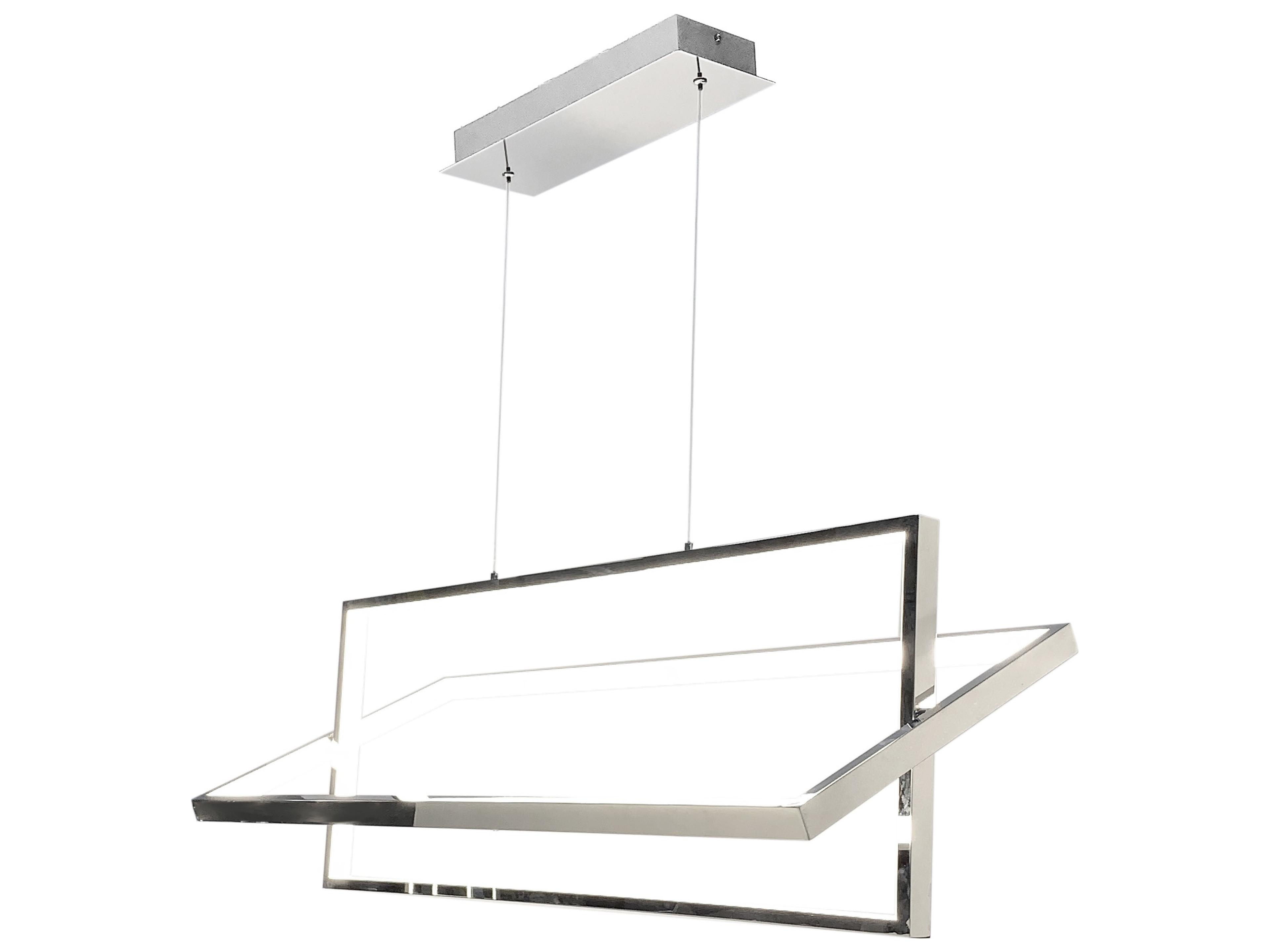 Artcraft Linear 1-Light Chrome LED Geometric Island Pendant
