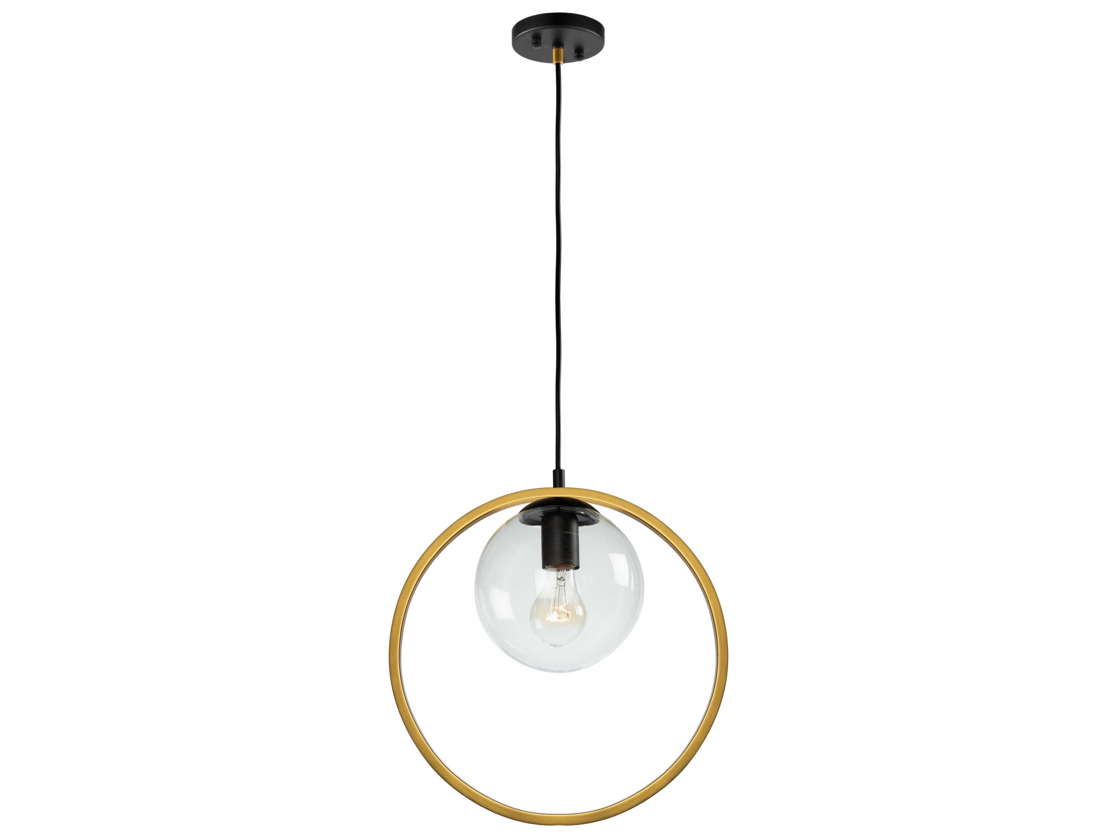 Lugano Pendant Light in Black and Vintage Brass