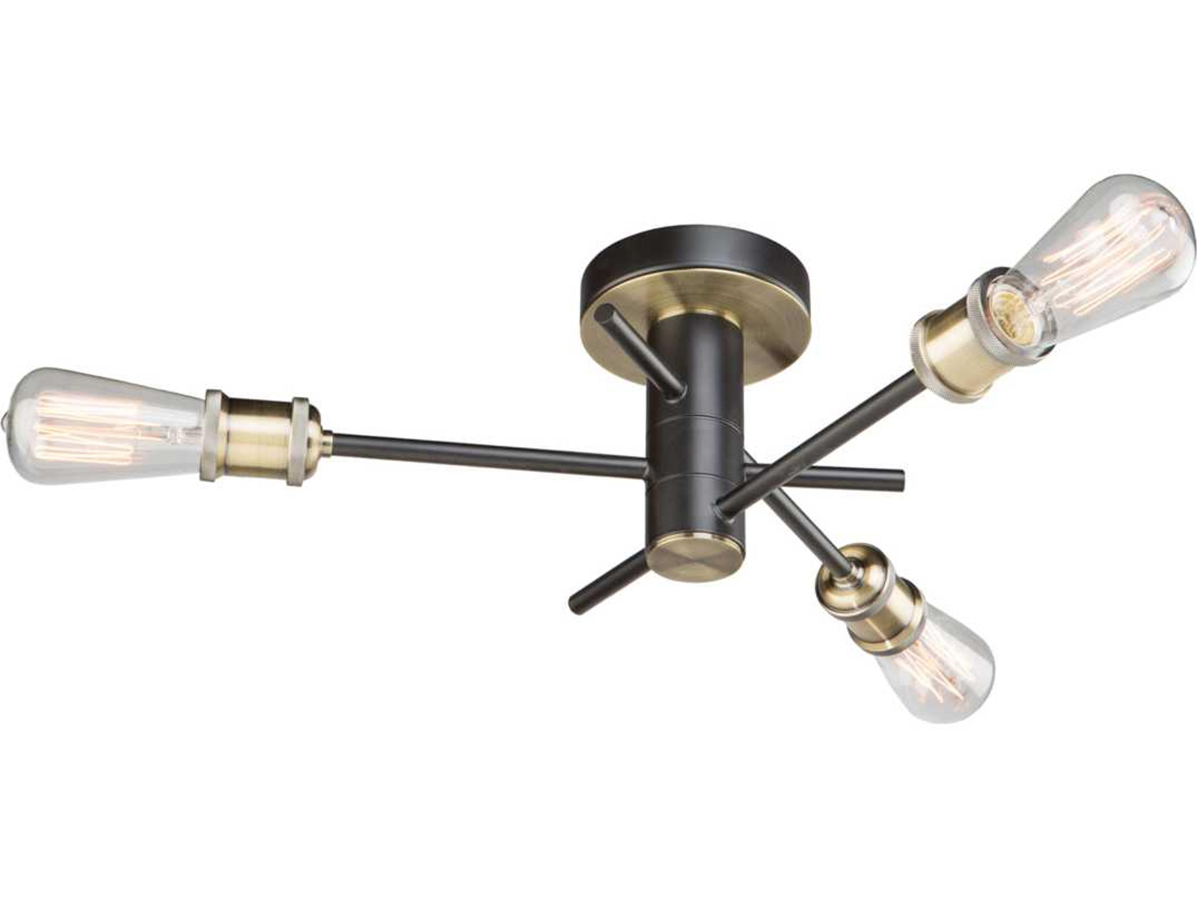 Artcraft Lux 3-Light Matte Black Satin Brass LED Semi Flush Mount