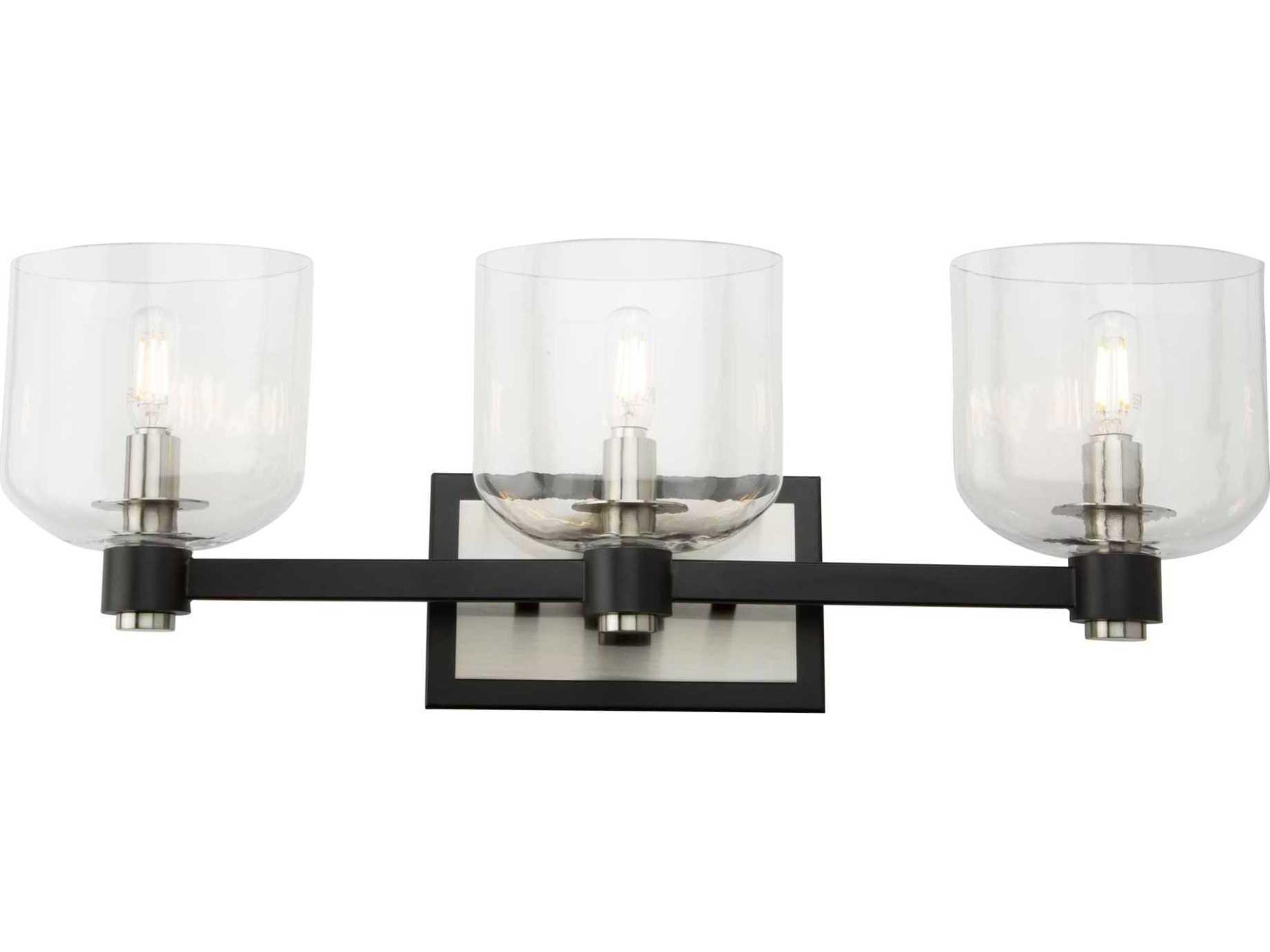 Lyndon 3 Light Bathroom Vanity in Black and Brushed Nickel