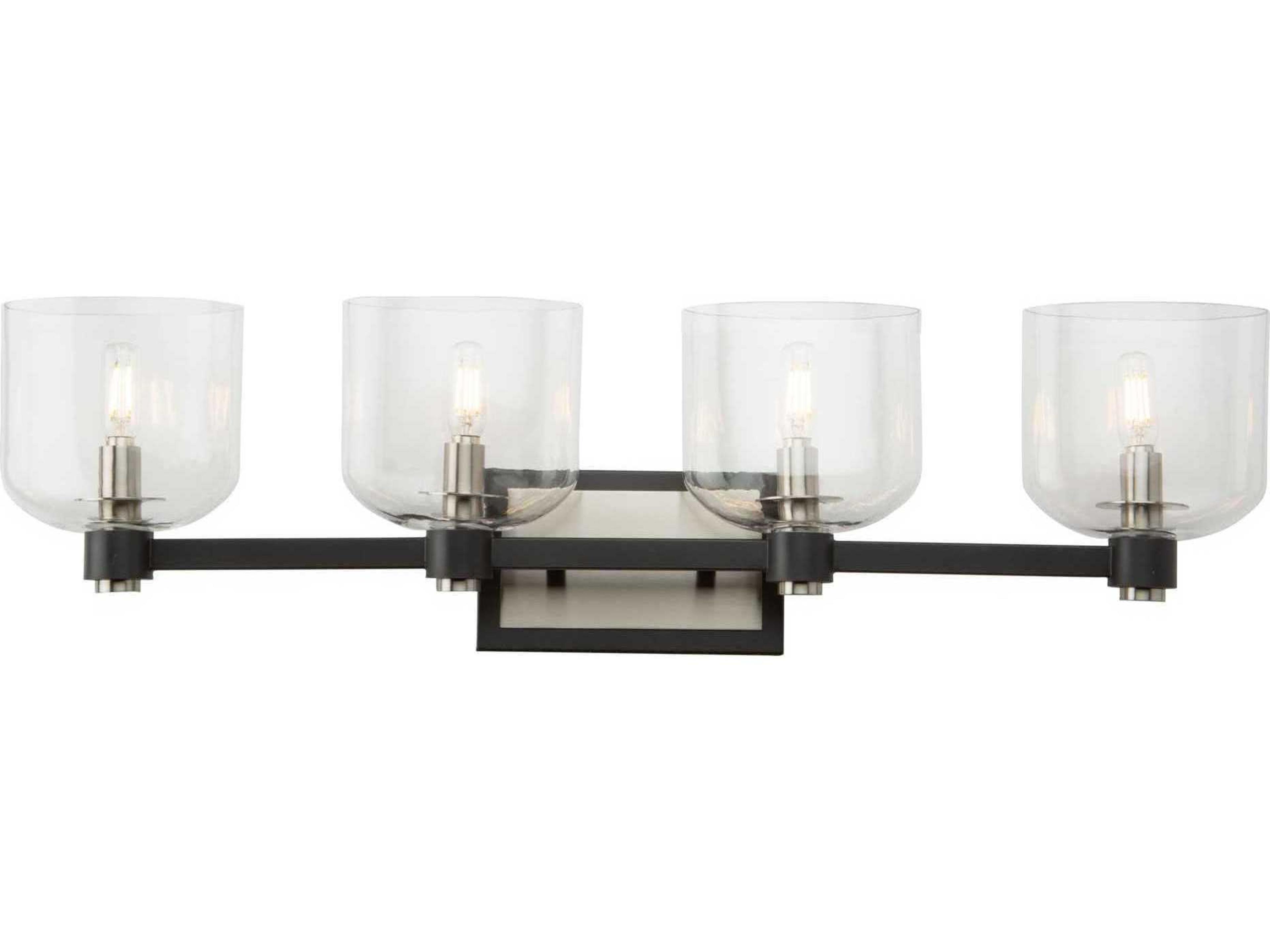 Lyndon 4 Light Bath Vanity Black and Brushed Nickel