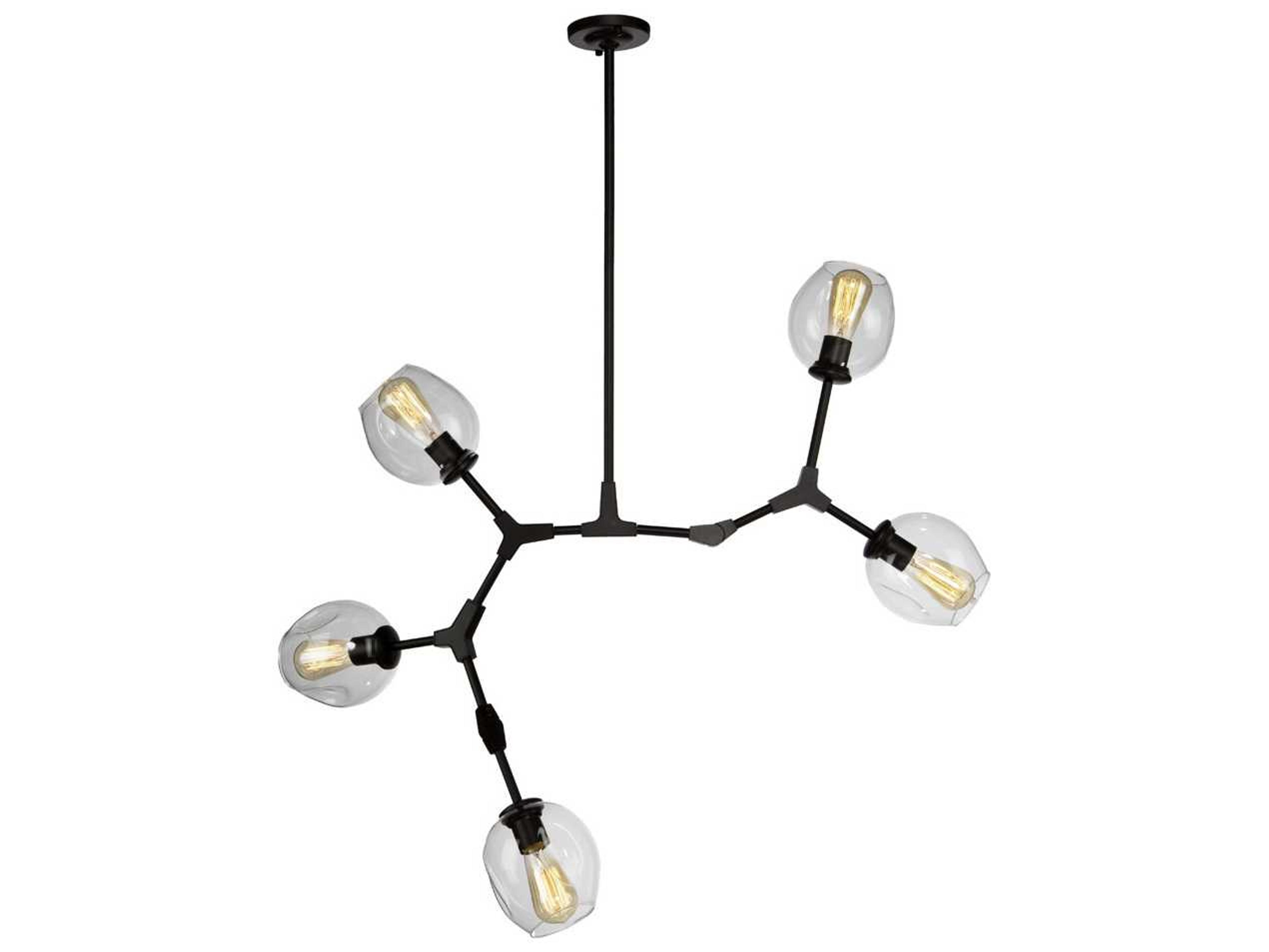 Organic 5 Light Chandelier Black Adjustable