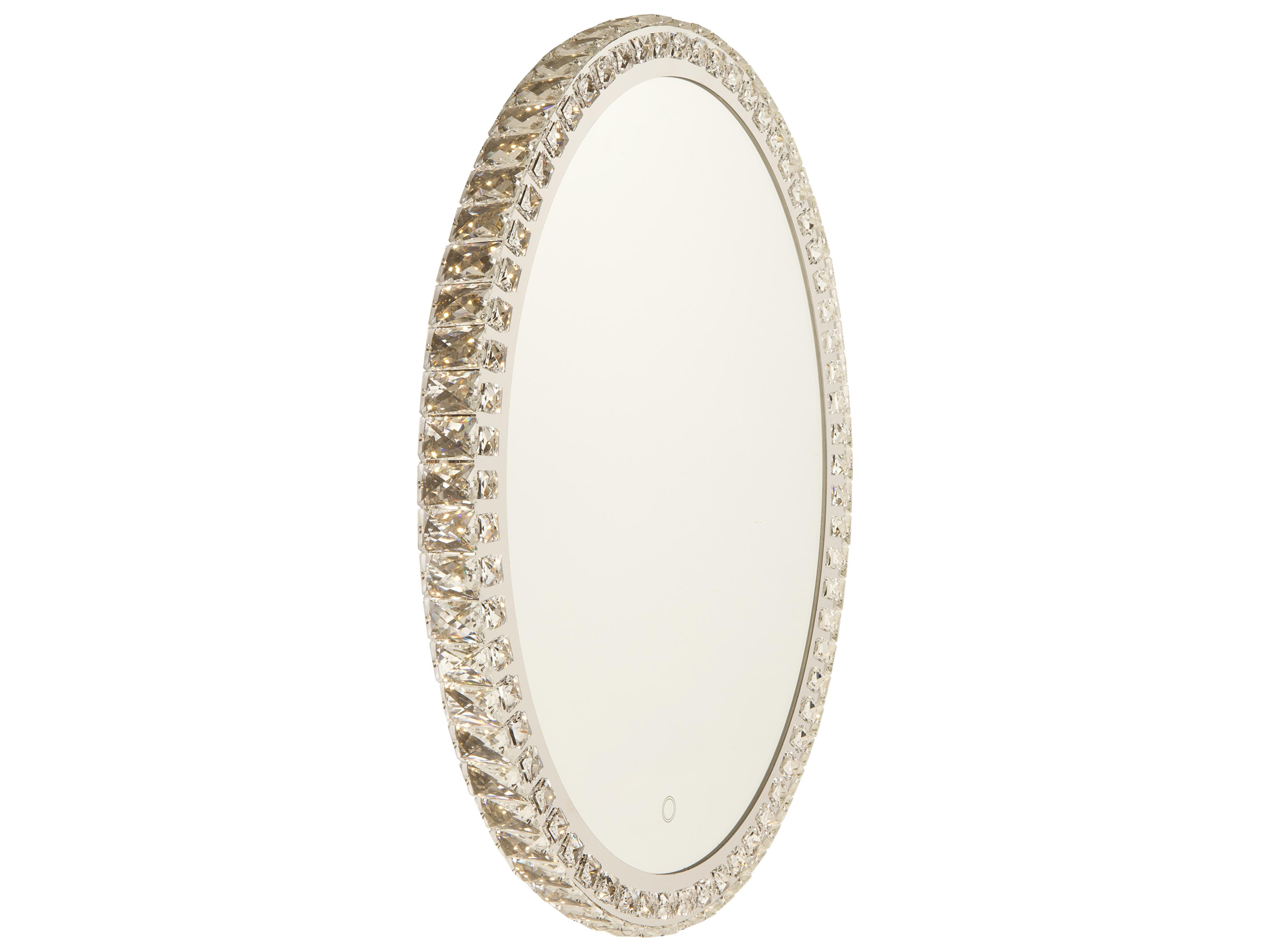 Reflections Oval LED Wall Mirror Crystal Frame Smart Touch Dimmer