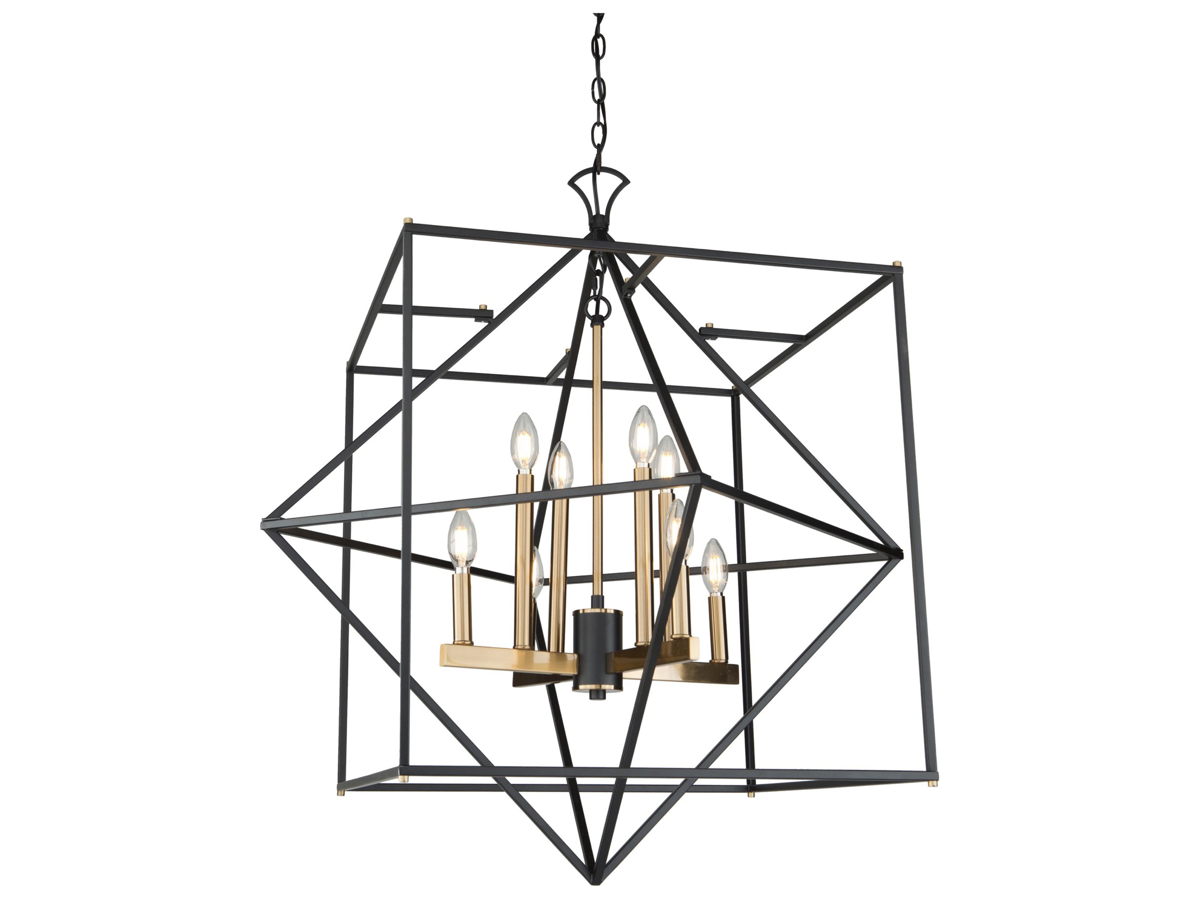 8-Light Chandelier Roxton Matte Black and Harvest Brass