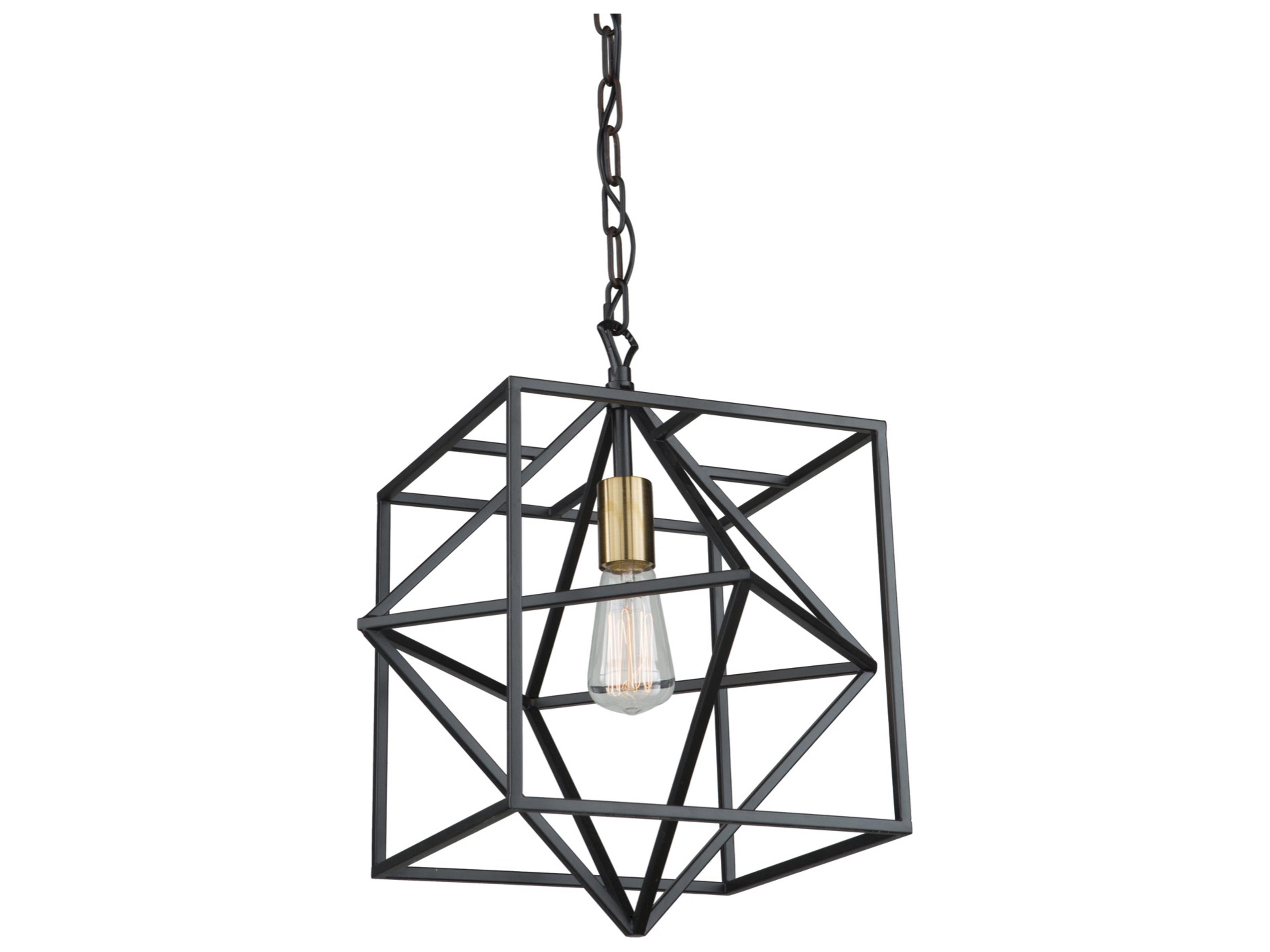Roxton Pendant Light Matte Black and Harvest Brass
