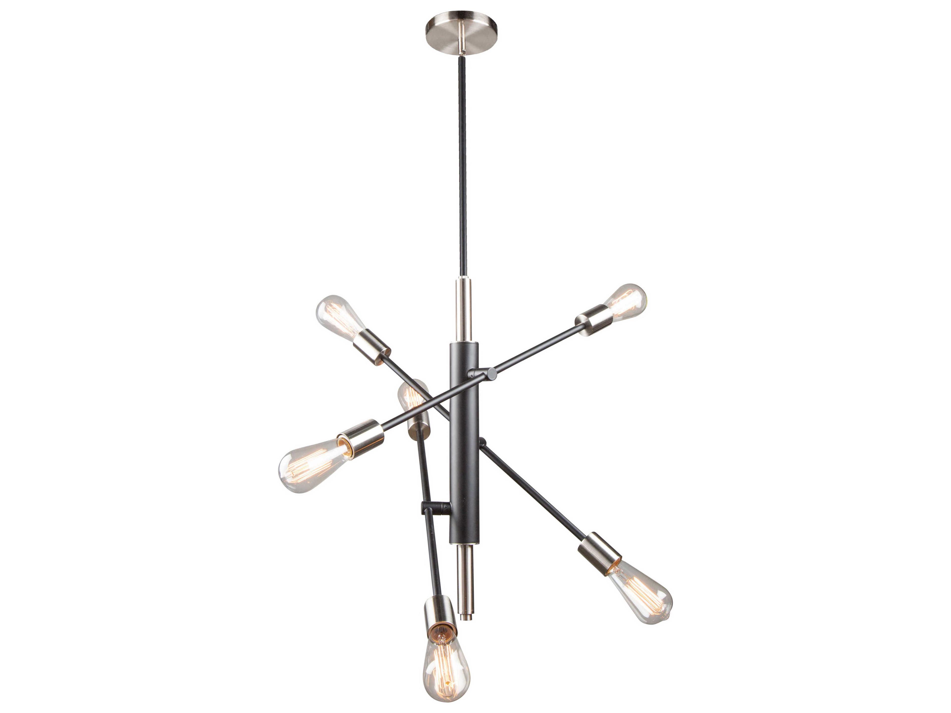 Truro 6 Light Pendant Black and Brushed Nickel Adjustable