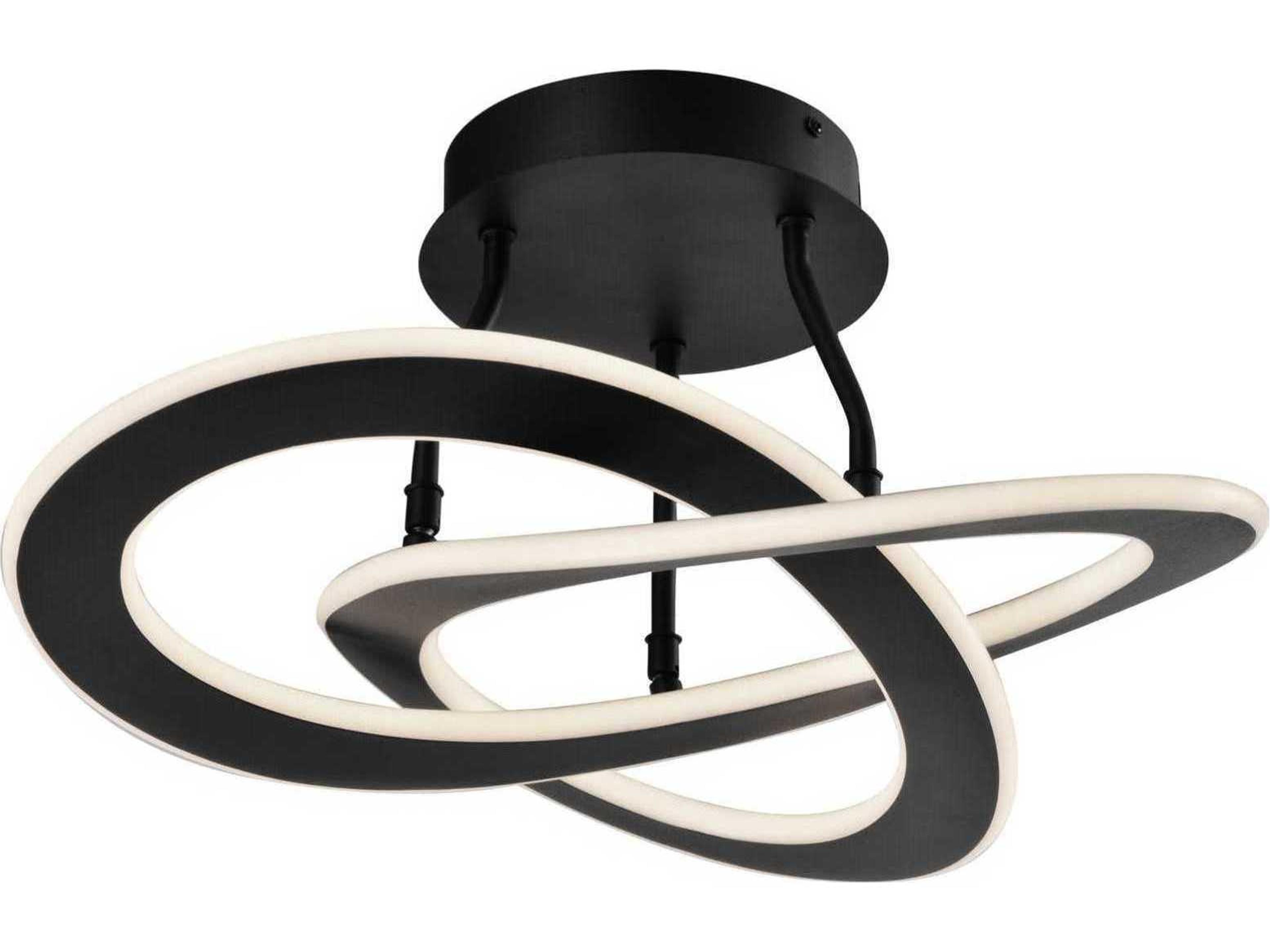 Wave LED Semi-Flush Mount Ceiling Light in Black