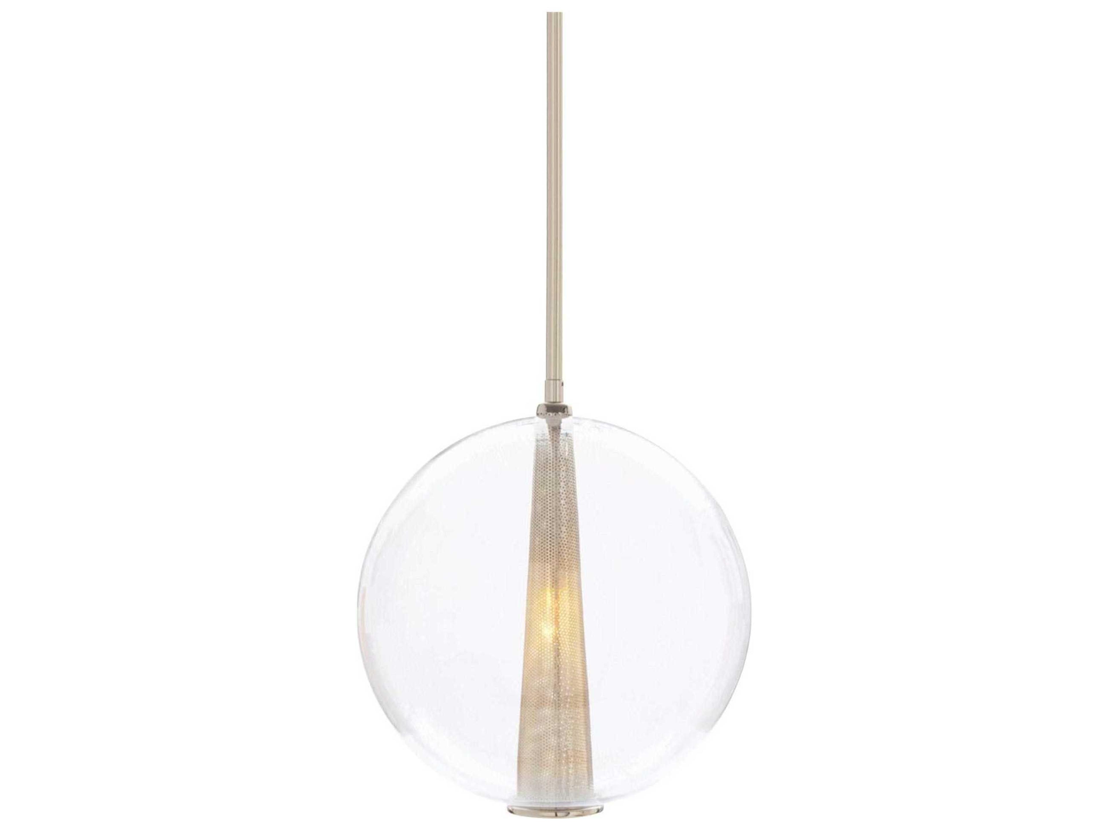 Caviar Large Clear Glass Globe Pendant Polished Nickel