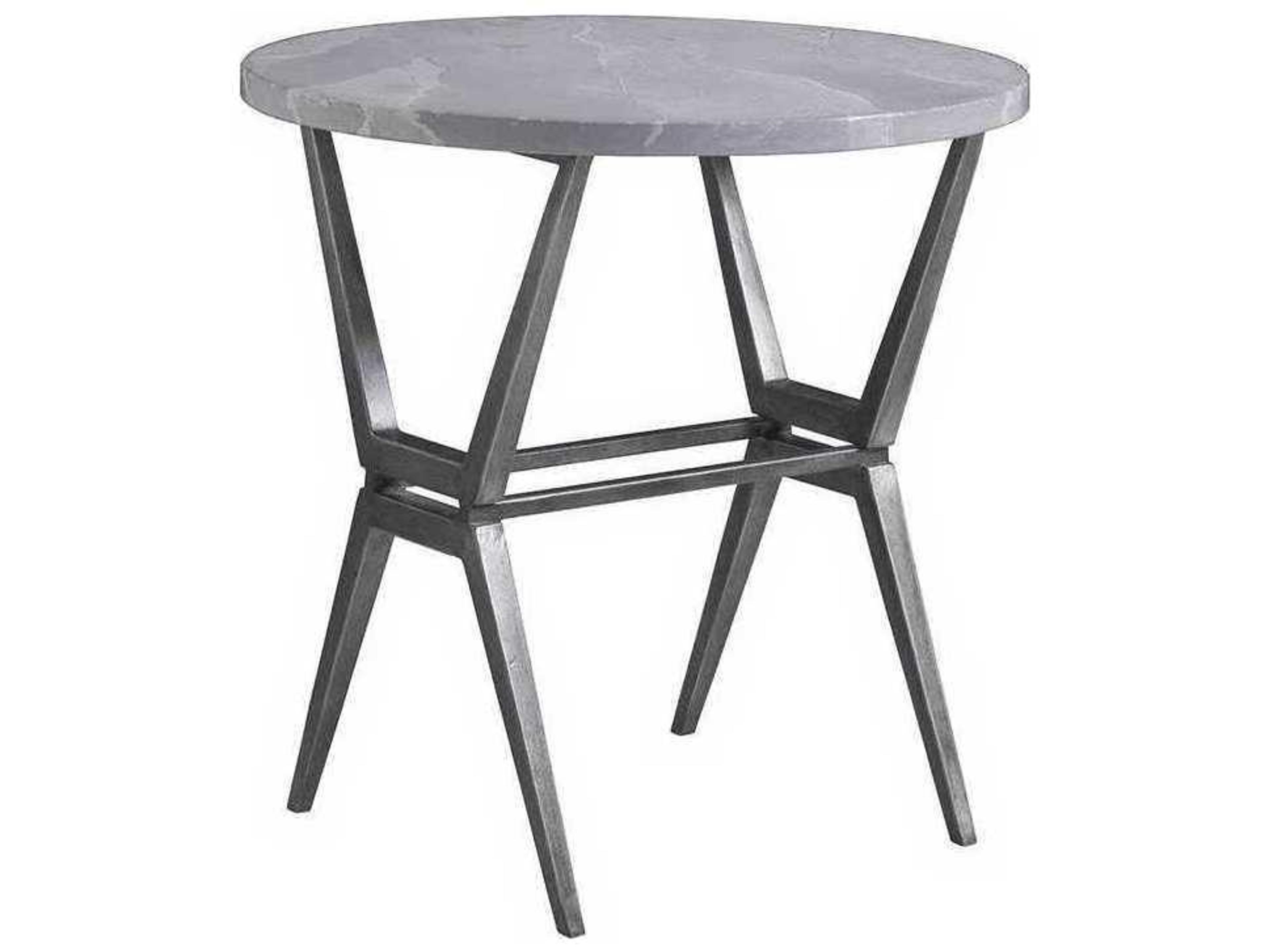 Cirro Round Stone Gun Metal Gray End Table