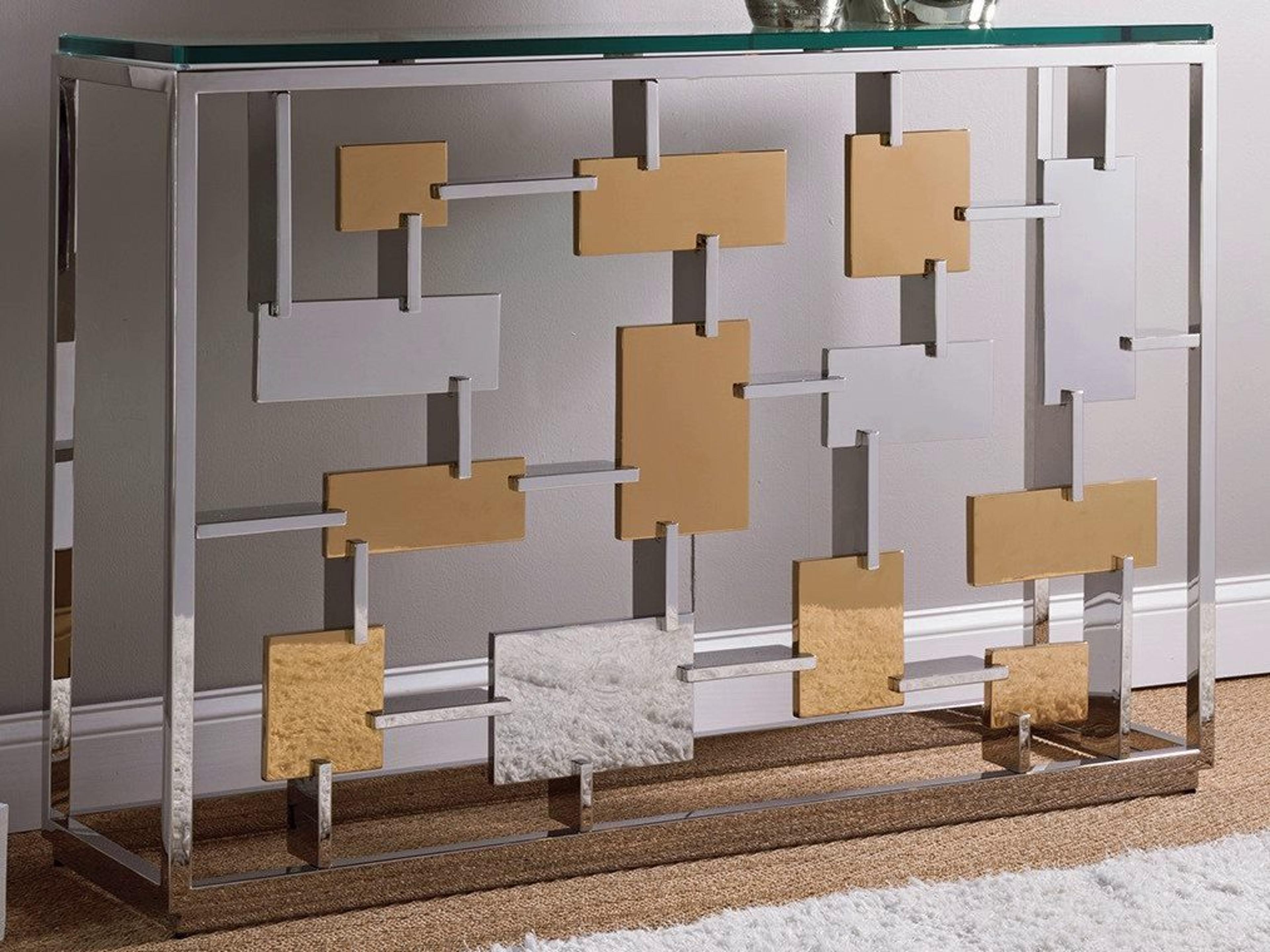 Artistica Cityscape Rectangular Glass Warm Polished Console Table