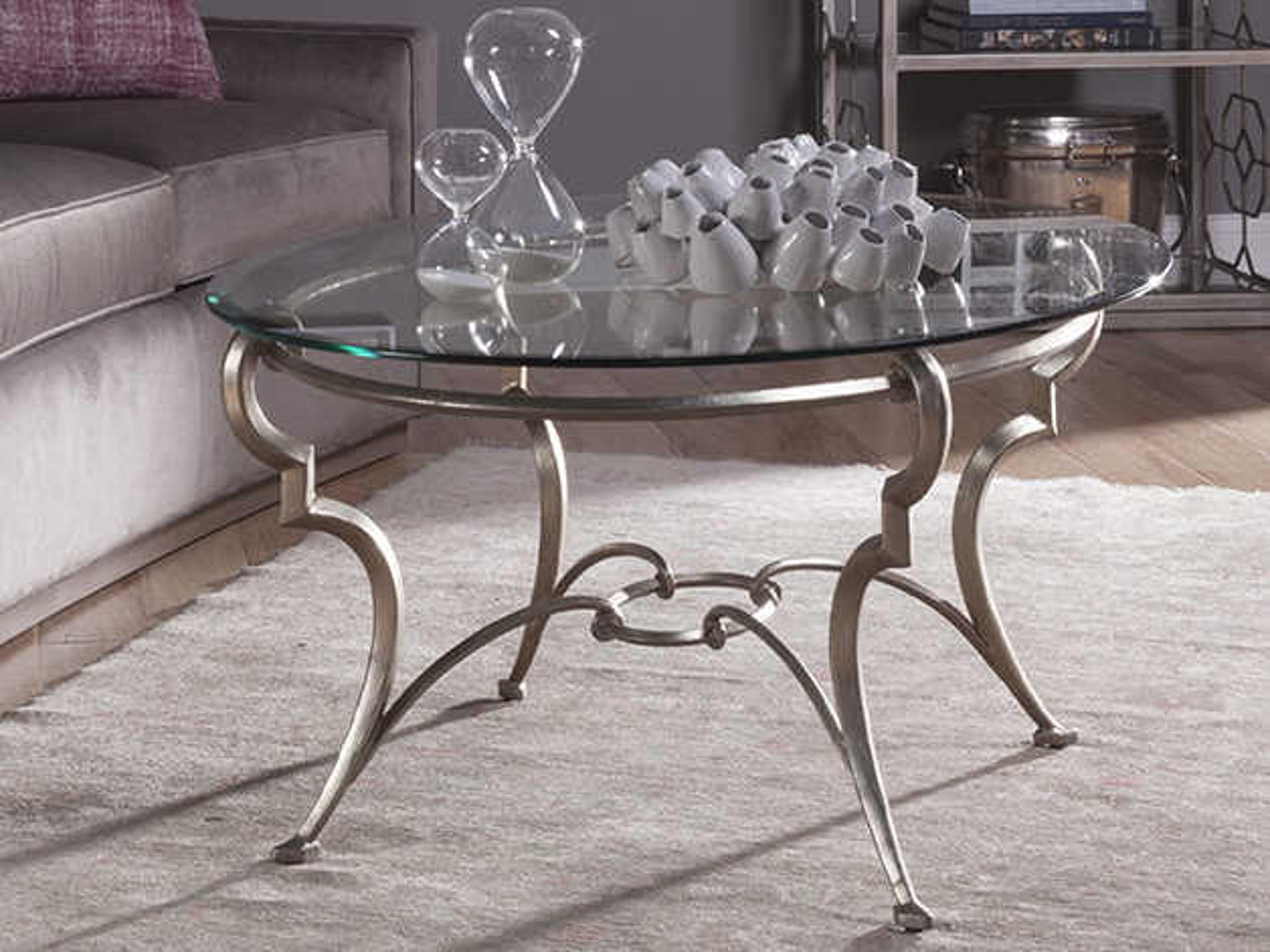 Artistica Colette Oval Glass Champagne Foil Cocktail Table