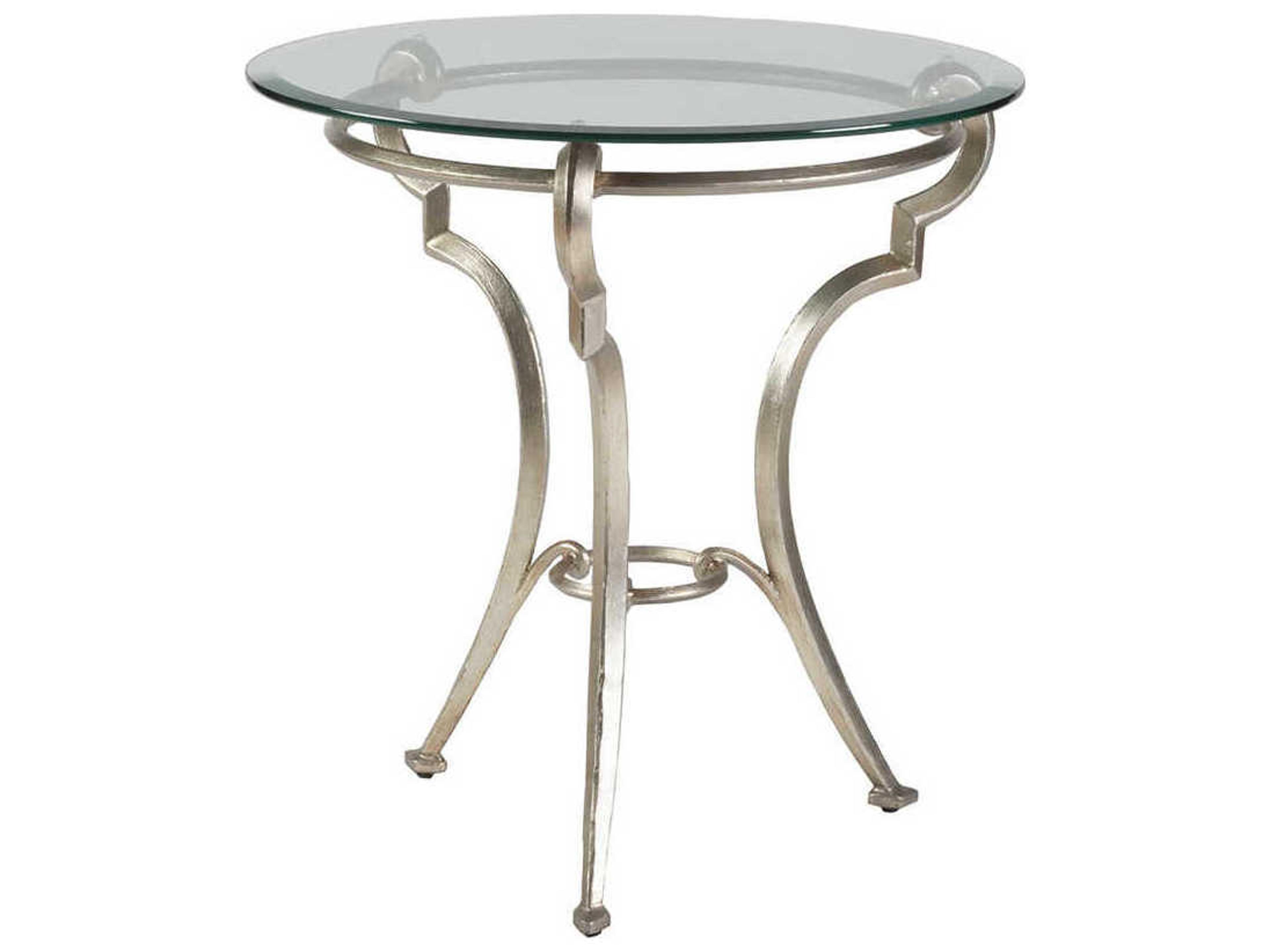 Colette Round Glass Champagne Foil End Table