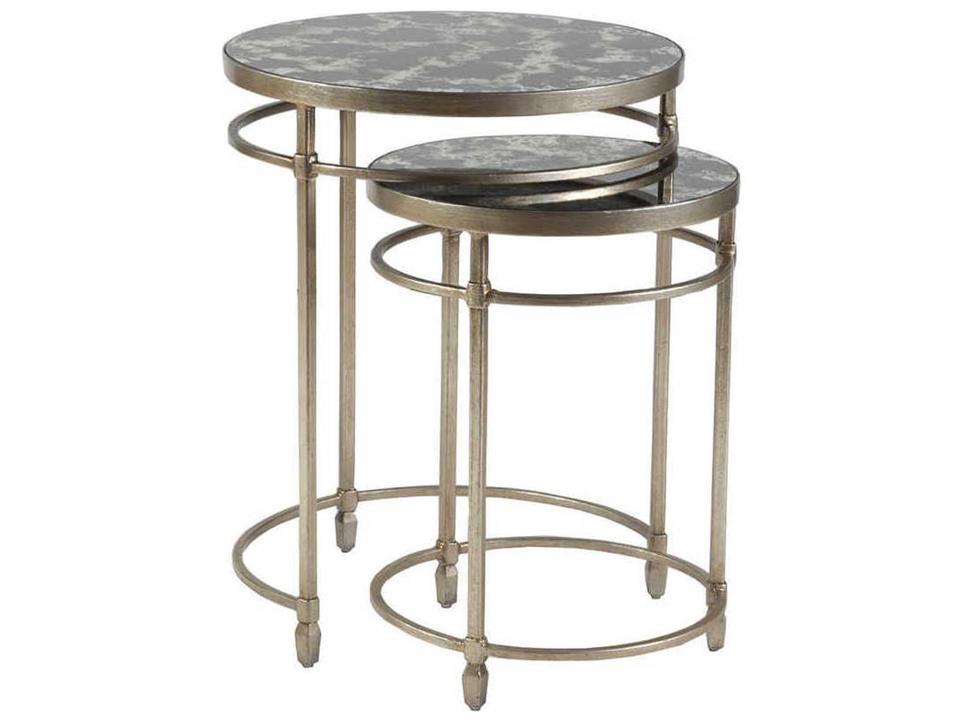 Colette Round Champagne Foil End Table