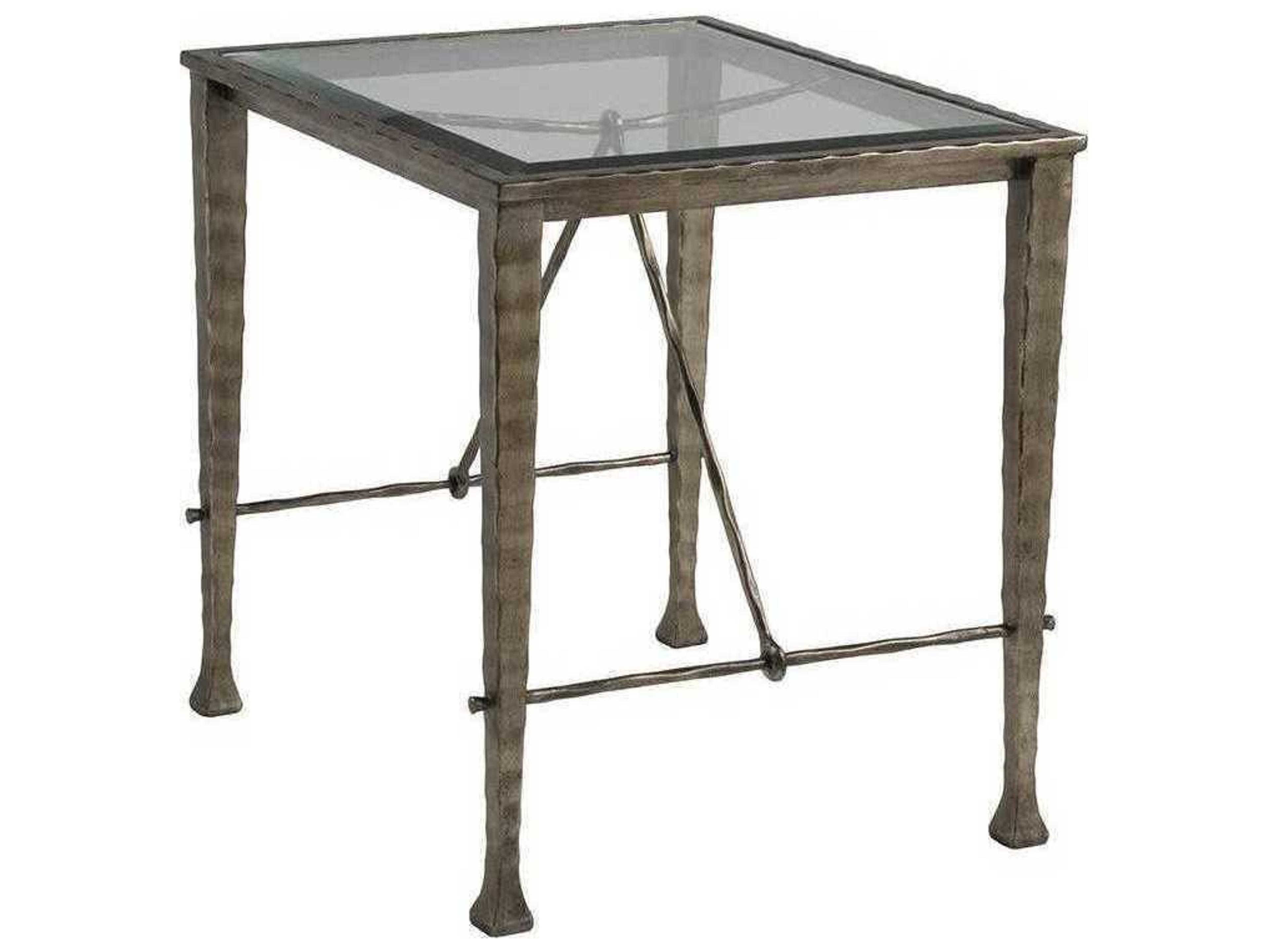 Artistica Cortona Rectangular Glass Iron Bronze End Table